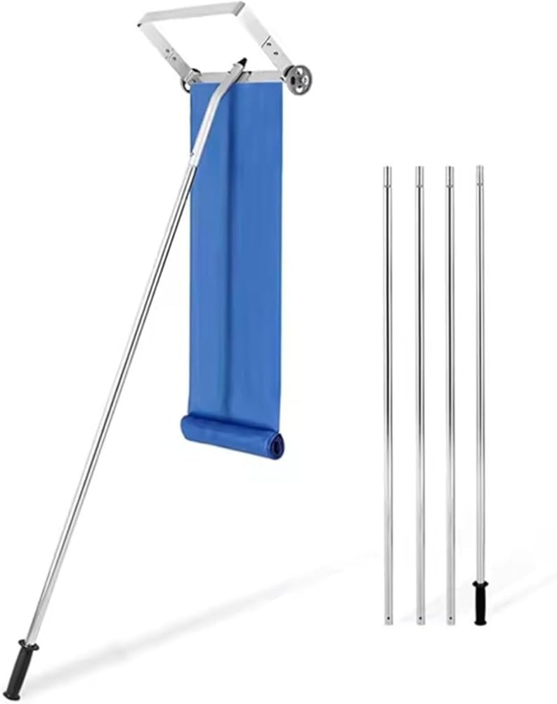 Tarp, Roof Snow Removal Tool, Manual Snow Rake with Extendable Aluminum Pole, Roof Snow Clearing Tool for Home Use, Portable Snow Shovel for Roof Snow Removal
