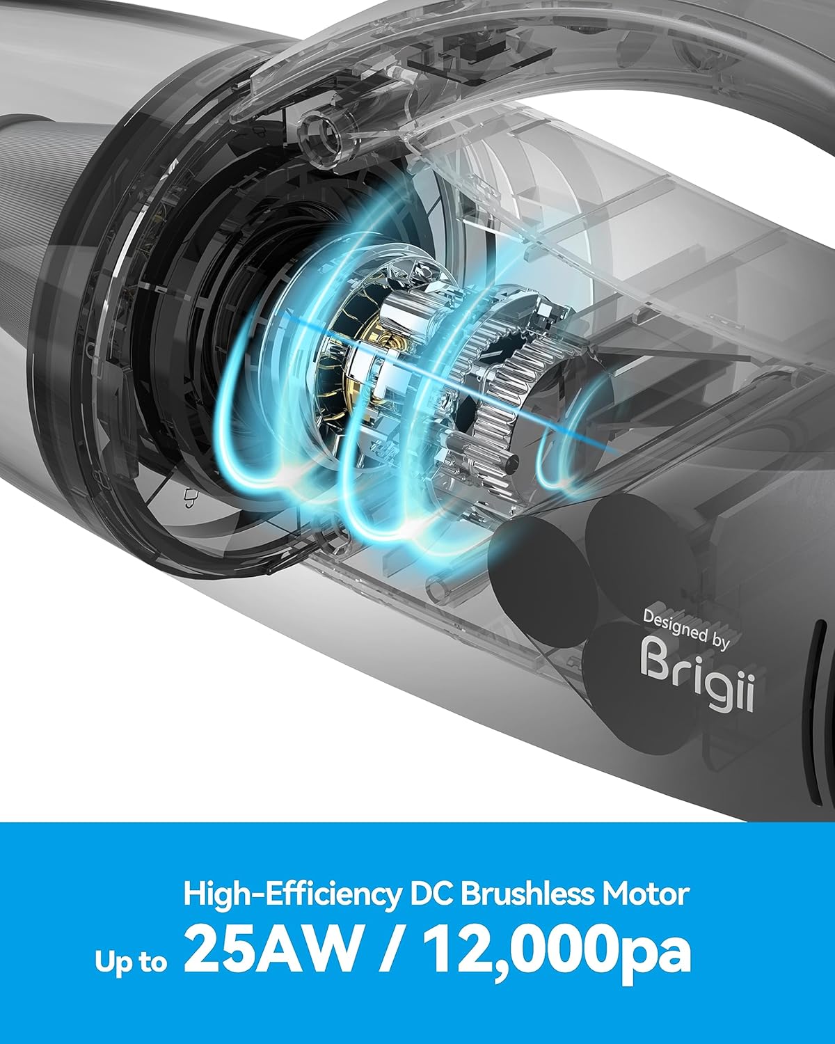 Brigii Pet Hair Vacuum with Anti-Tangle Hair Tool, Cordless Stairs Vacuum, 12KPA/25AW Handheld Vacuum with BRUSHLESS DC Motor, Lightweight 1.13lbs, USB-C Rechargeable-MX30