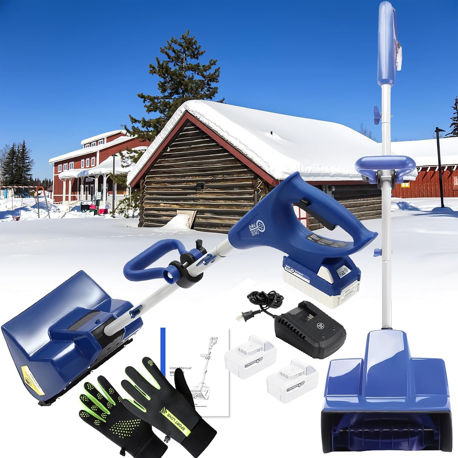 Electric Snow Blower, 1200W Handheld Cordless Snow Shovel with Battery, 8m Throwing Outdoor Snow Clearing Artifact, Adjustable Direction, Rechargeable Small Snowplow for School Roads, Driveway