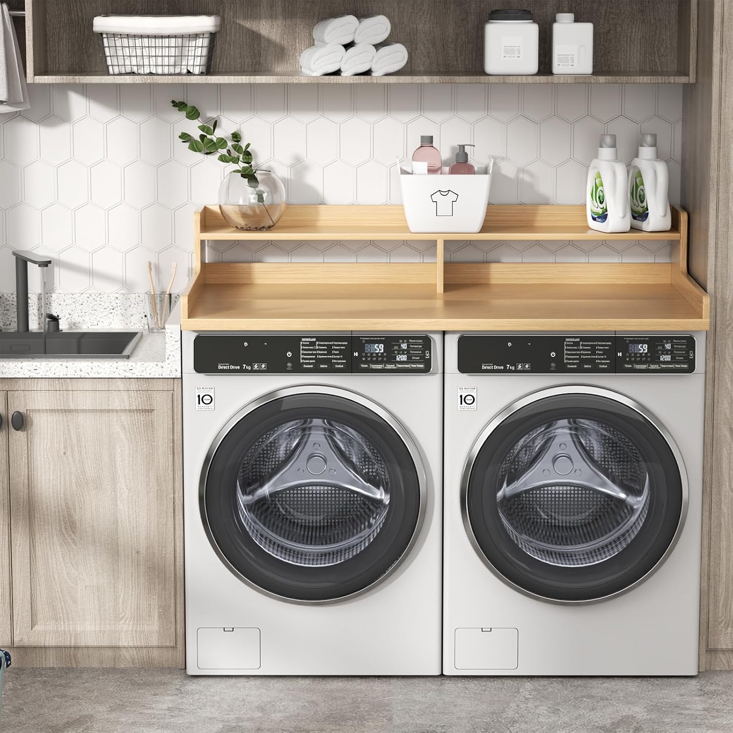 VOPEAK Washer and Dryer Countertop with Shelf, 2-Tier Washer Dryer Topper, 54