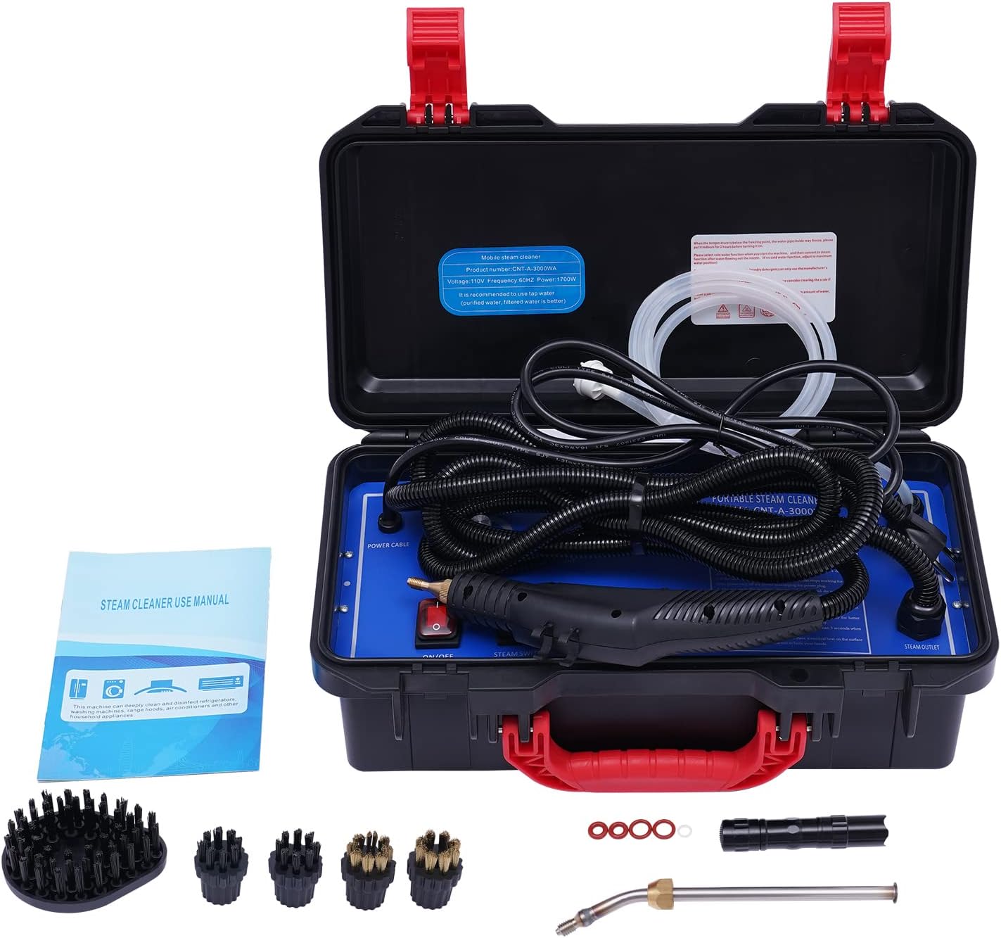 High Pressure Steam Cleaner, 1700W Handheld High Temp Portable Cleaning Machine, 3-5 Bar High Temp Steam Cleaner Cleaning Machine, for Home Use Grout Tile Car Detailing Kitchen Bathroom