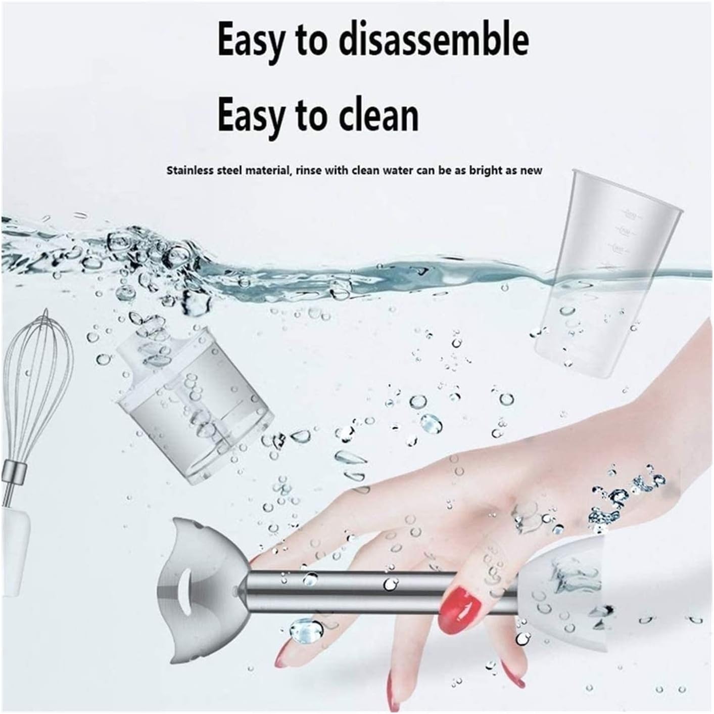 Immersion Blender 400W Hand Blender 4-in-1 Hand Blender Set Includes Stainless Steel Stick Blender Chopper Beaker Milk Frother and Whisk BPA-Free