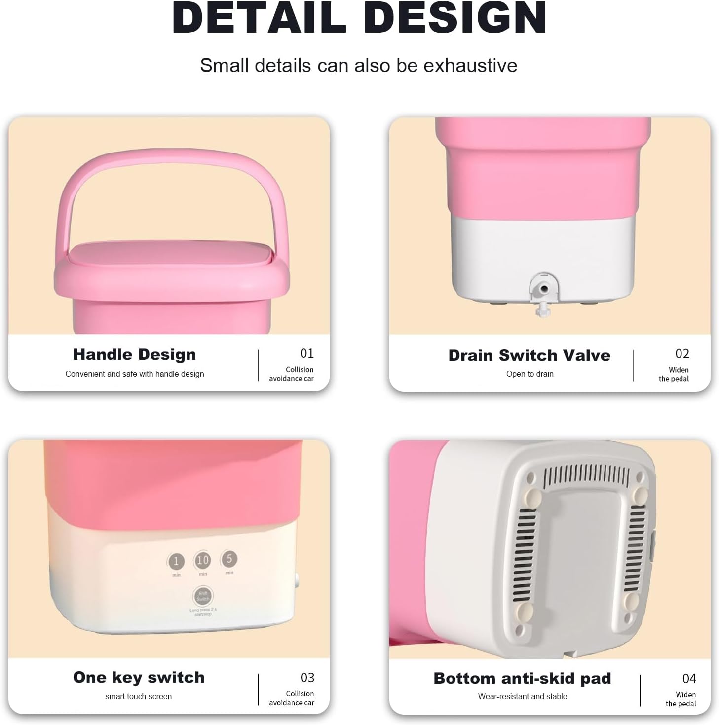 WHYATT Portable Washing Machine Mini Foldable 5.5L with Drain Basket for Baby Clothes, Underwear, Socks or Small Items