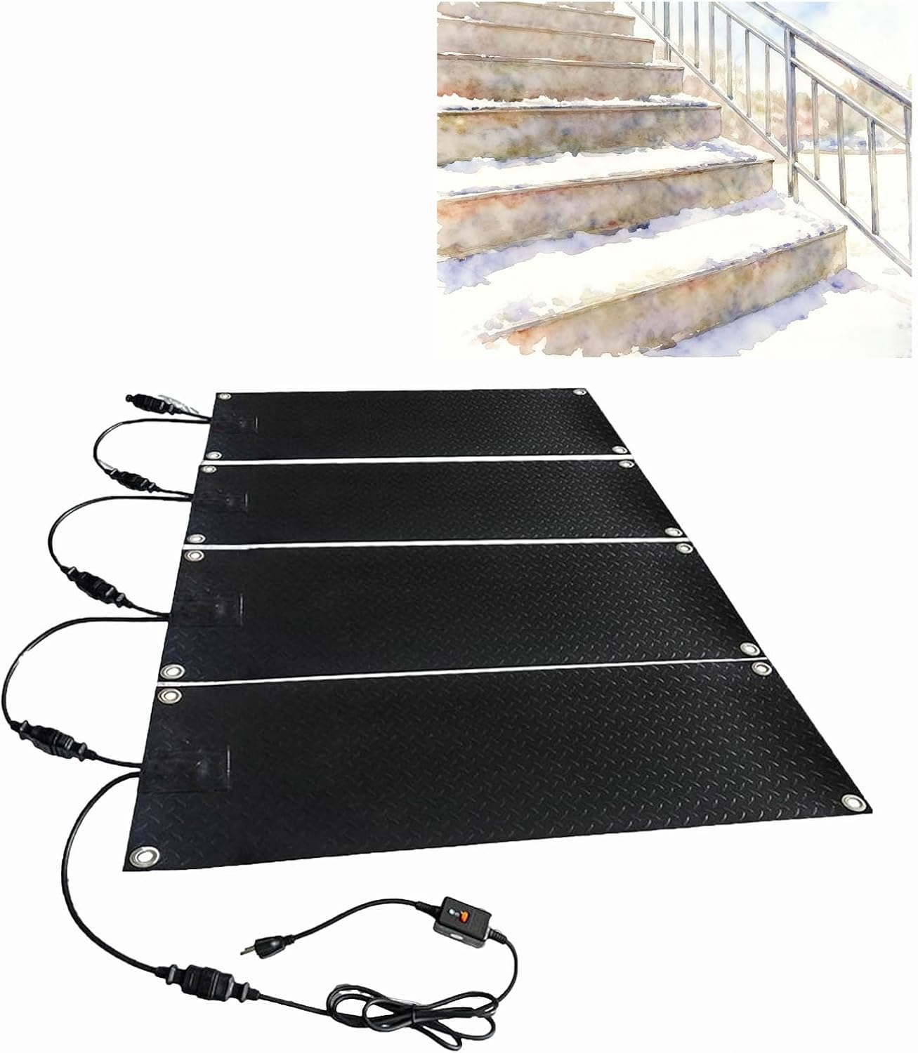 Snow Melting Mats,Snow Melting Mats for Walkway,Non-Slip Rubber,Ice & Snow Melt,for Winter Outdoor Stairs Steps Doorway Walkway Sidewalks