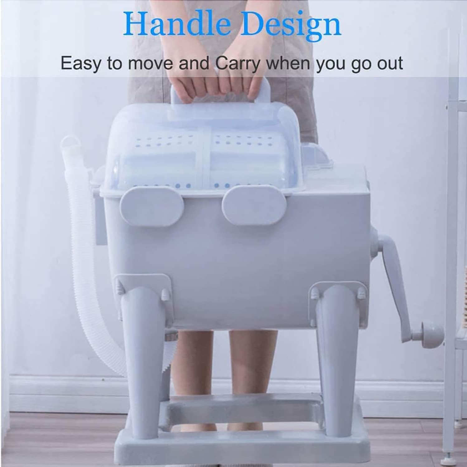 Portable Hand Cranked Washing Machine, Manual Portable Turbo Washing Machine Spin Dryer, for Camping Apartments Dorms RV Business Trip.