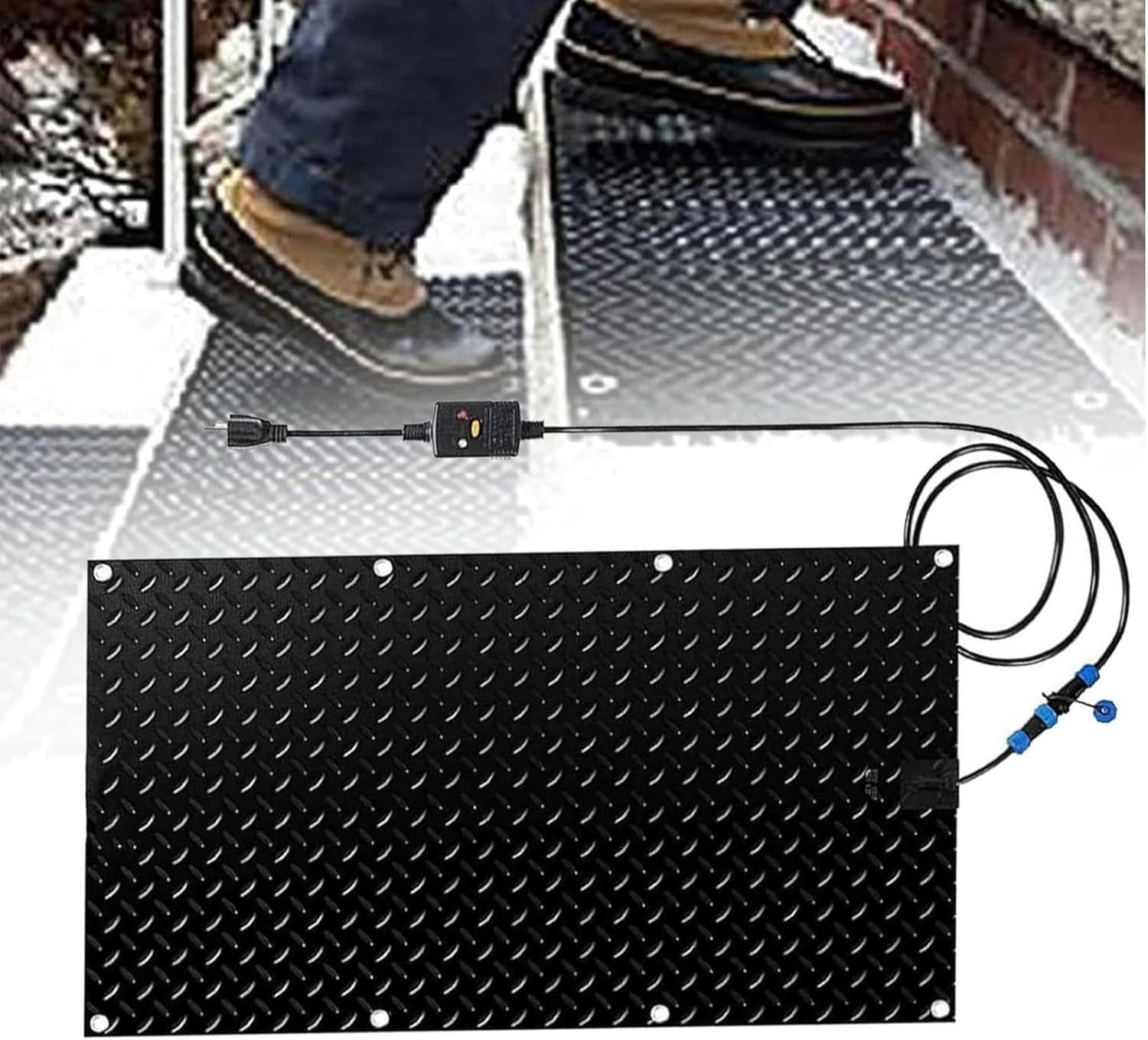 Snow Melting Mat, Heated Outdoor Mats for Walkways,No-Slip Sidewalk Heating Mats, for Winter Snow Removal Snow and Ice Melt (Size : 10 * 15in(25.4 * 38.1cm))