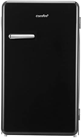 COMFEE' 3.3 Cubic Feet Solo Series Retro Refrigerator Sleek Appearance HIPS Interior, Energy Saving, Adjustable & Galanz GLCMKZ07BKR07 Retro Countertop Microwave Oven with Auto Cook & Reheat, Defrost