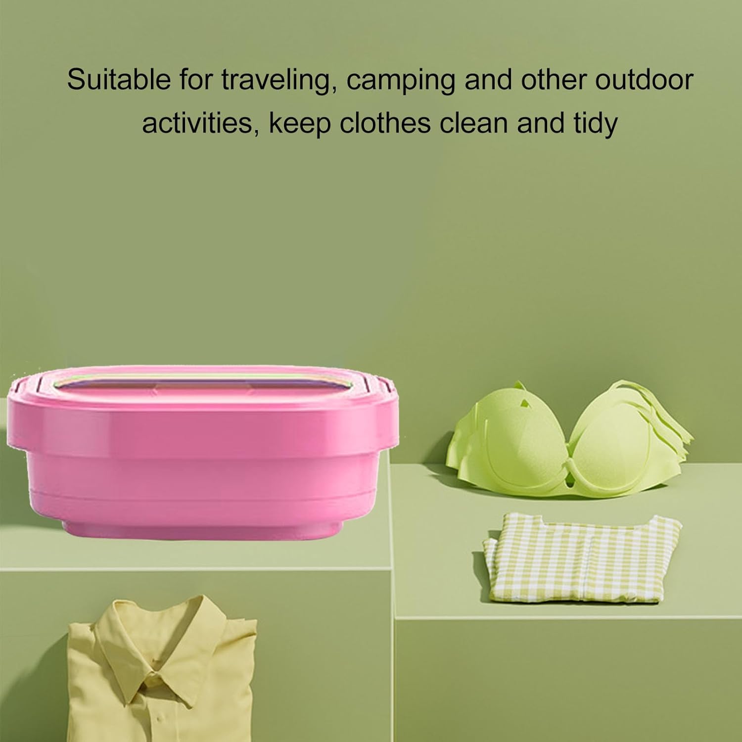 Portable Mini Washing Machine with Foldable Design, Rechargeable Washer Dryer for Clothes, Dewatering Feature for Quick Drying - Ideal for Travel, Camping, Apartment ()