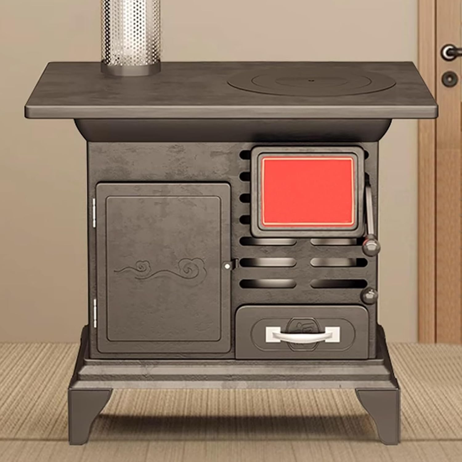 Home Wood Burning Stove, Camping Wood Stove for Tent with Oven for Outdoor Camping, Picnics, Barbecues