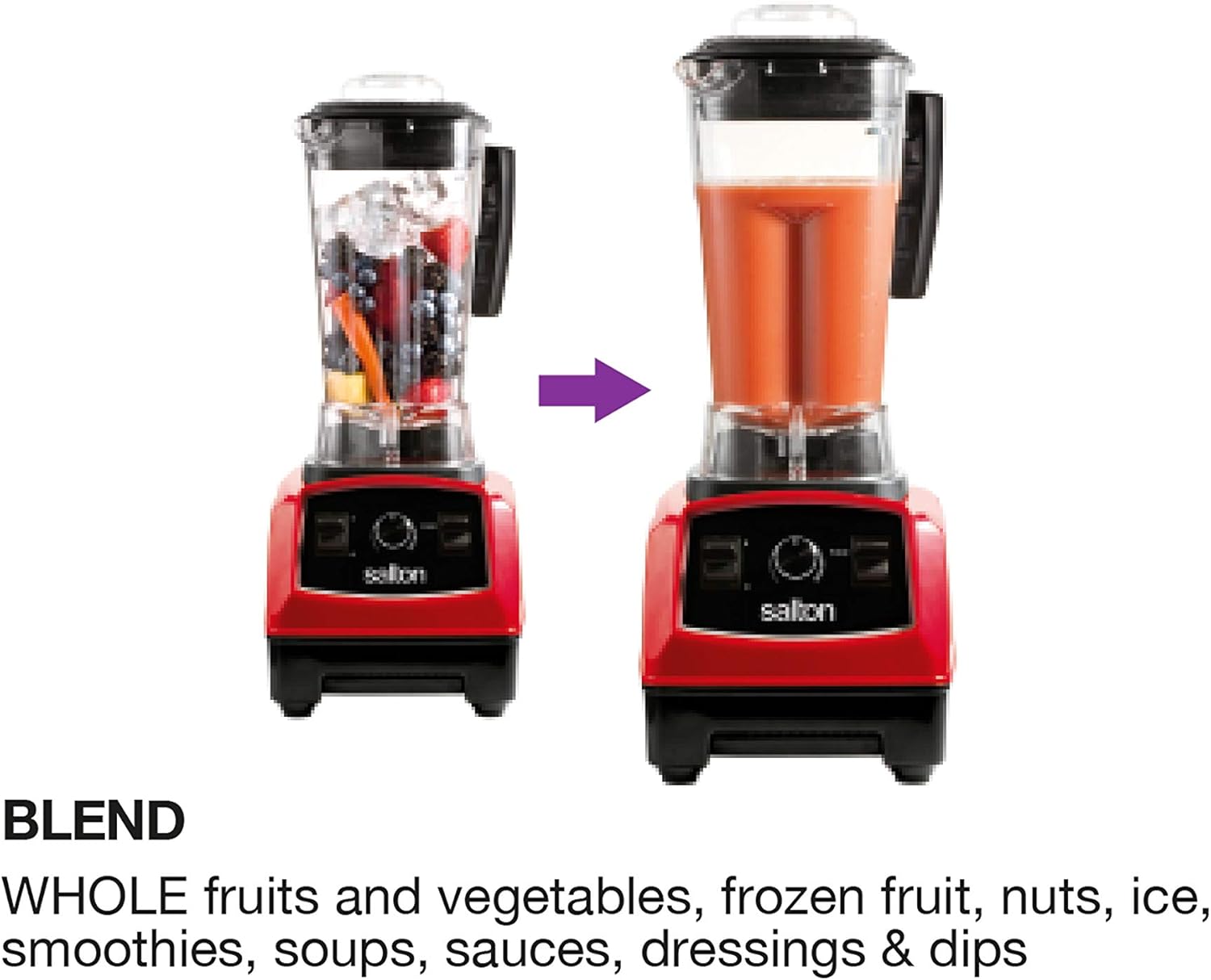 Salton BL1486RBT Power 2 L/QT Table Top Blender, 2 Liters, Red