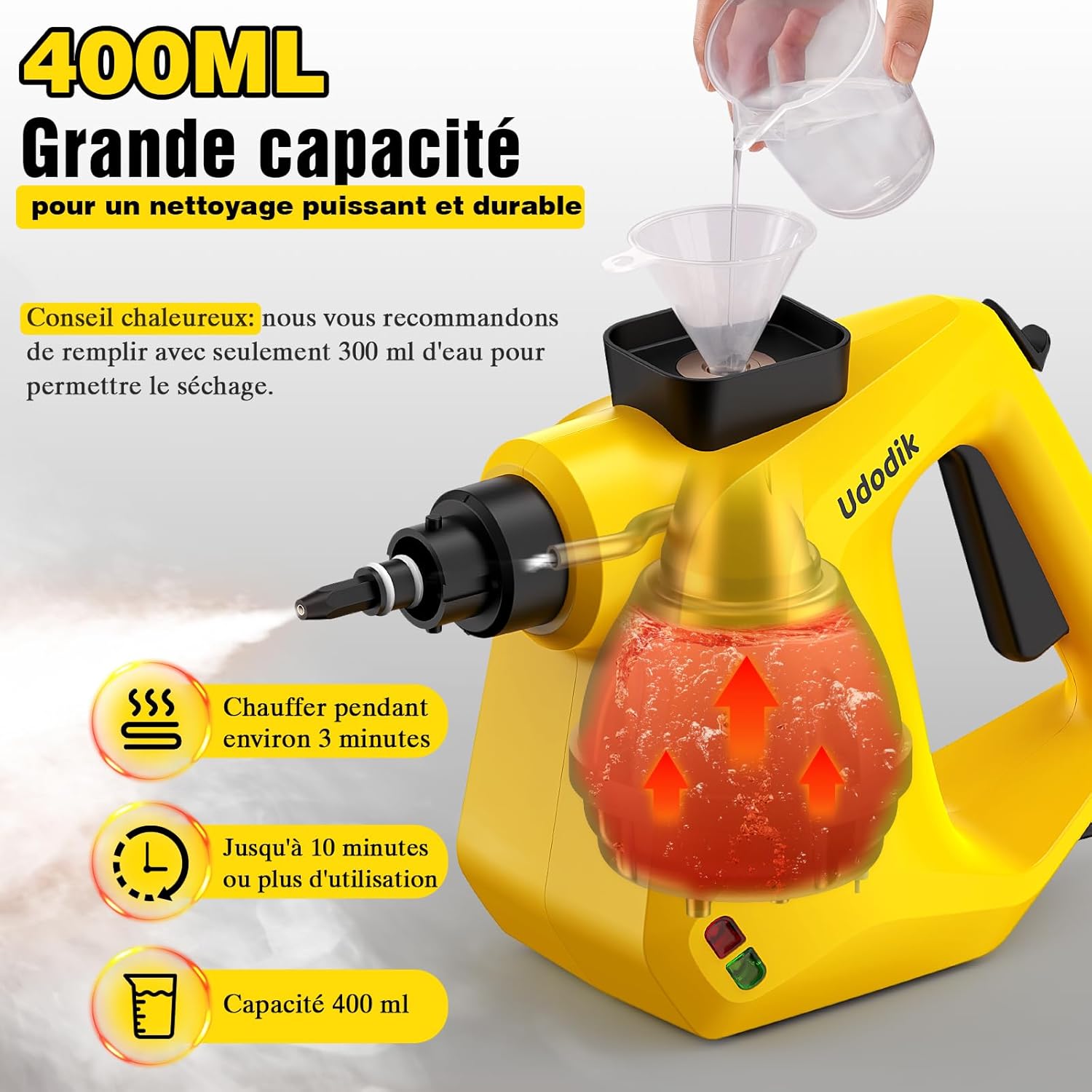 Handheld Steam Cleaner, Multipurpose Portable Steam Cleaners Use with Safety Lock and 10 Accessory Kit to Remove Grime, Grease, More, Save Time and Effort