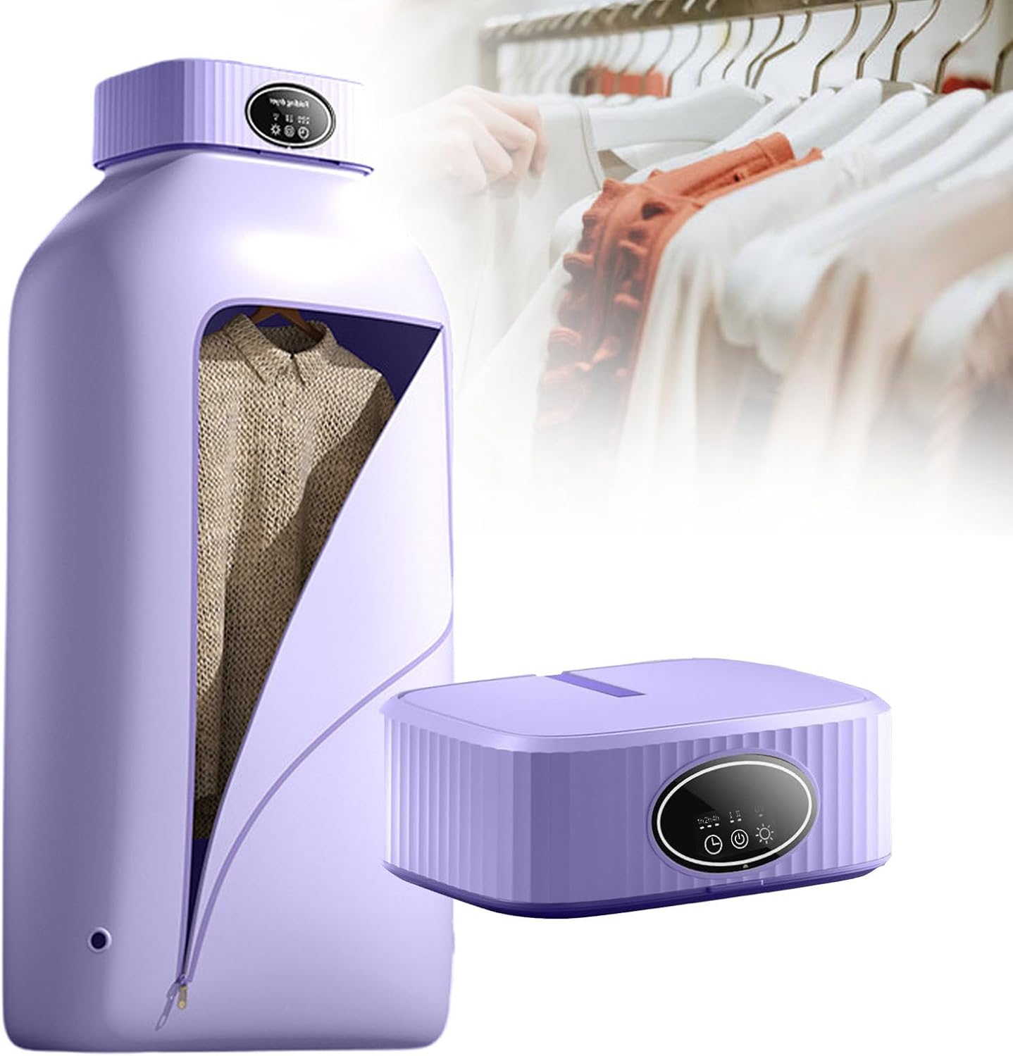 Electric Clothes Dryer, Touch Screen Dryer, 360° Cycle Drying, PTC Heating Method, 2-Speed Adjustment, 3-Speed Timed Drying, Suitable for Drying Shirts, T-Shirts, Shorts, Vests,Purple