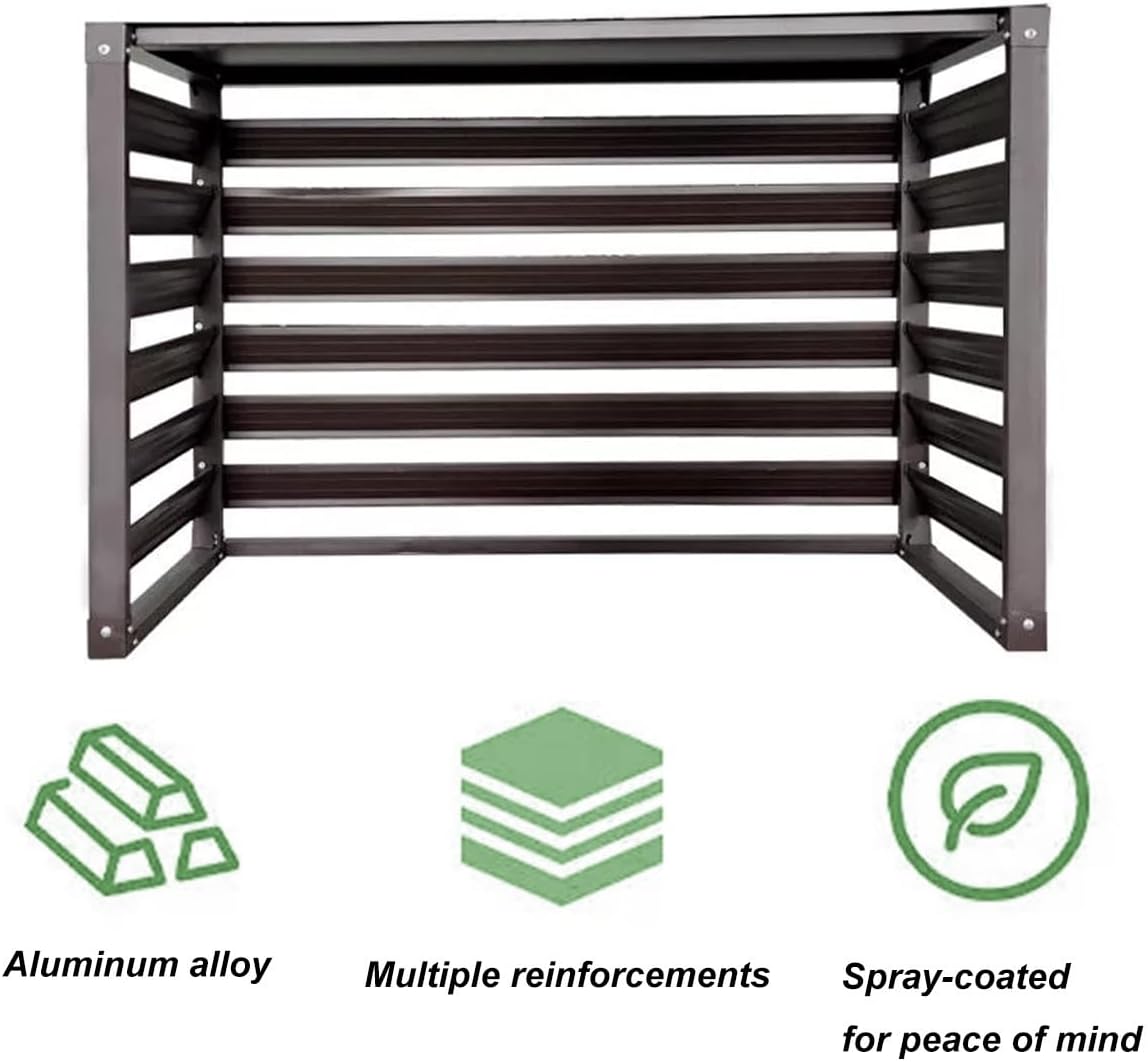 Air Conditioner Cover Breathable Waterproof Shutters Outdoor Air Conditioner Covers For Outside Units Louvered Frame Protective Cover Privacy Fence Screen(Coffee,100*70*50cm)