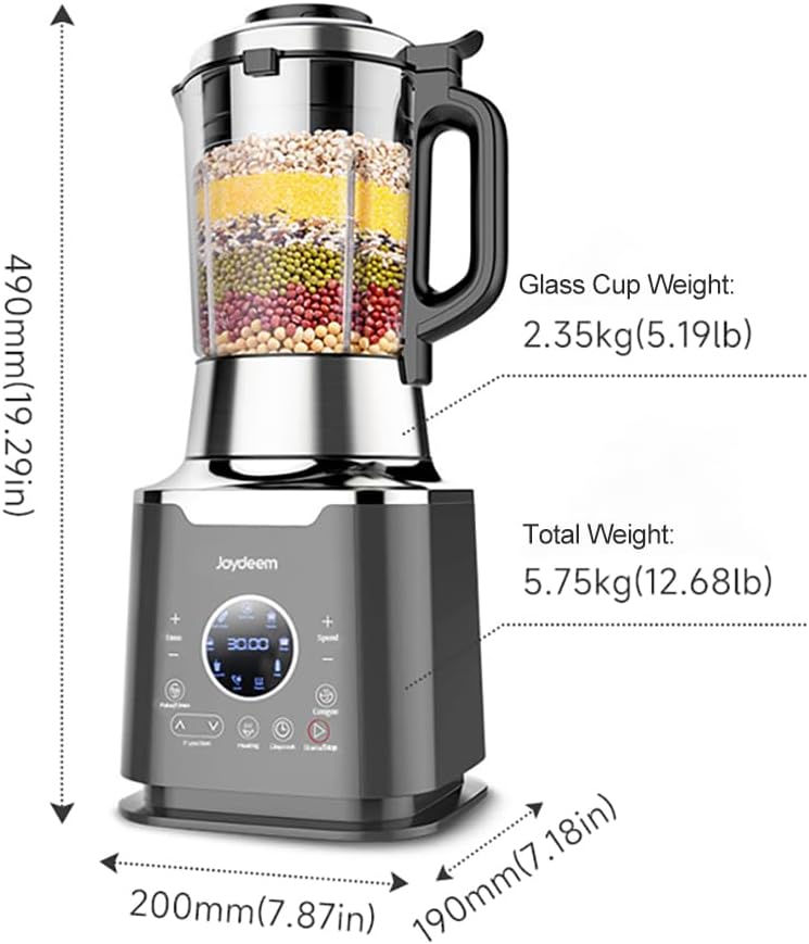 Joydeem Cooking Blender JD-D16, Hot and Cold Blender for Soy Milk & Juice, Soup Maker with Stew Pot, 1.75L(59 Oz), 1200W, Black