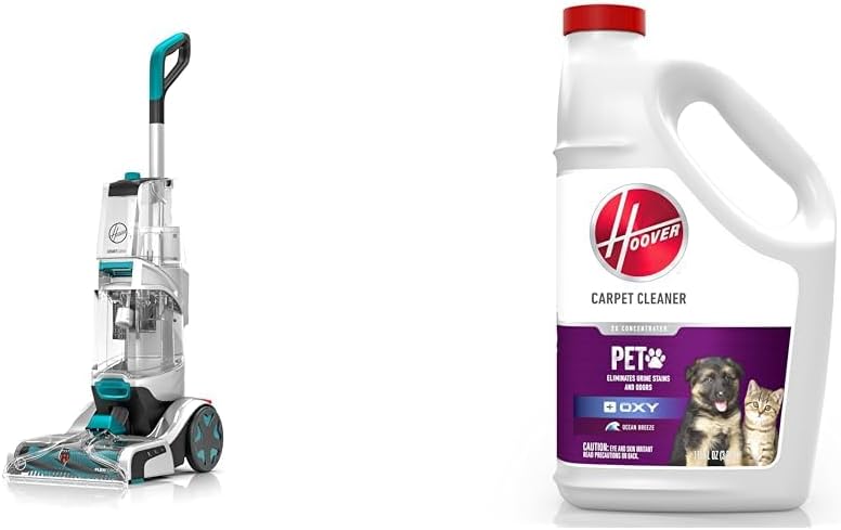 Hoover SmartWash+ Automatic Carpet Cleaner, Upright Shampooer, FH52000 + Hoover Oxy Pet Urine & Stain Eliminator Carpet Cleaning Shampoo, 116 oz Formula, AH31938