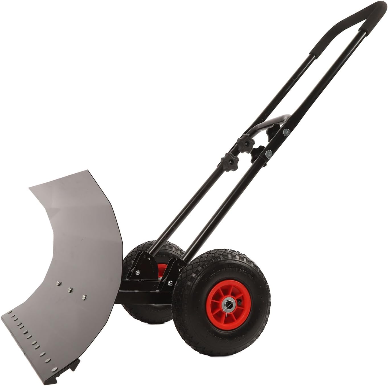Metal Snow Shovel, 30 Inch Heavy Duty Snow Pusher with Wheels and Adjustable Handle, Efficient Remove Tool for Driveway Sidewalk Deck