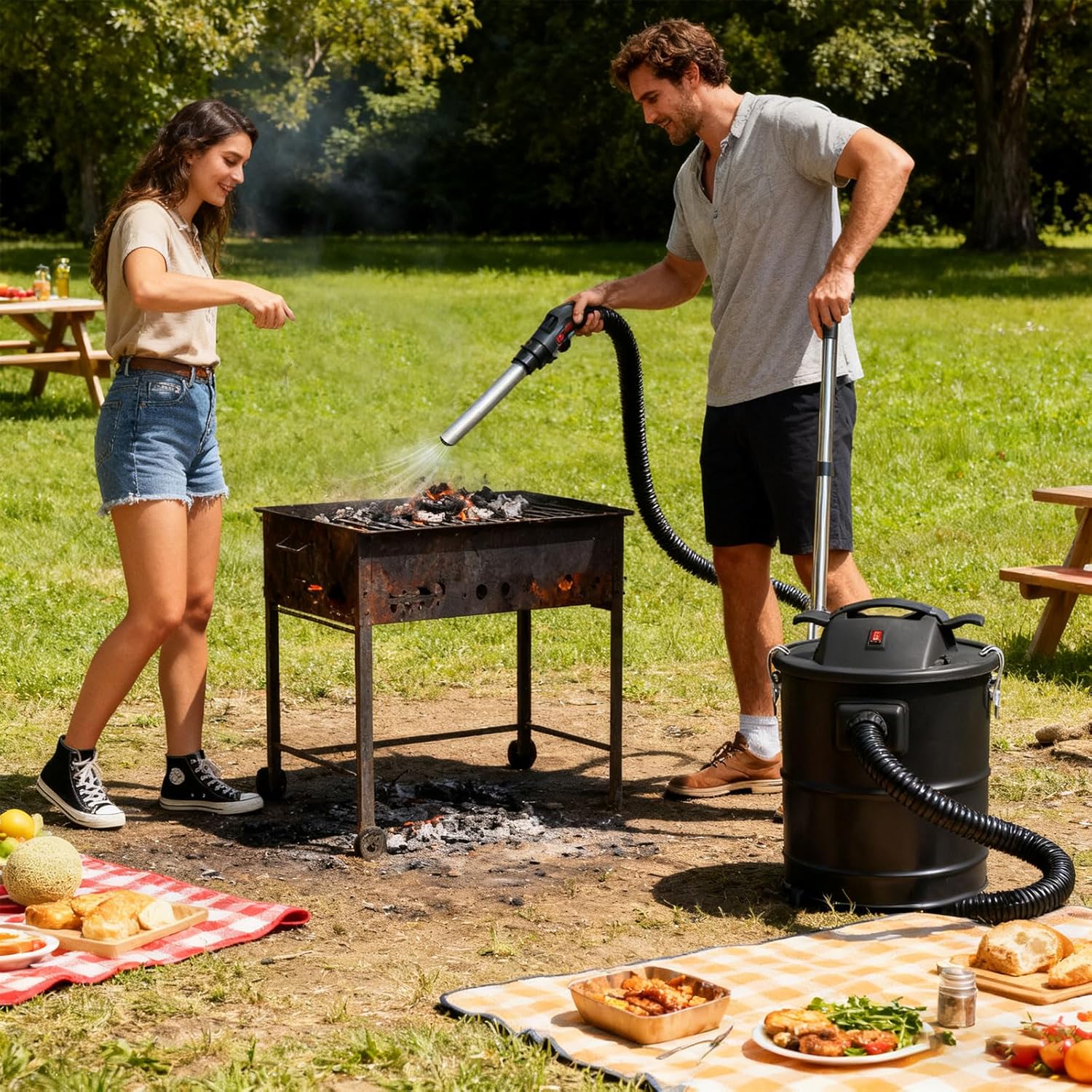 Compact Fireplaces Ashes Vacuum with 18kPa Suction Power 1200W Motor Household Barrels Vacuum Easy to Use for Fireplaces