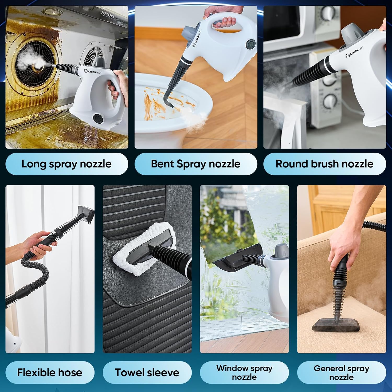 Steam Cleaner,Steam Disinfection Cleaner with 13 PCS Accessories,Pressurized Handheld Multi-Surface Steamer with Safety Lock & 350ML Large Capacity for Home, Car, Kitchen, Bathroom Cleaning