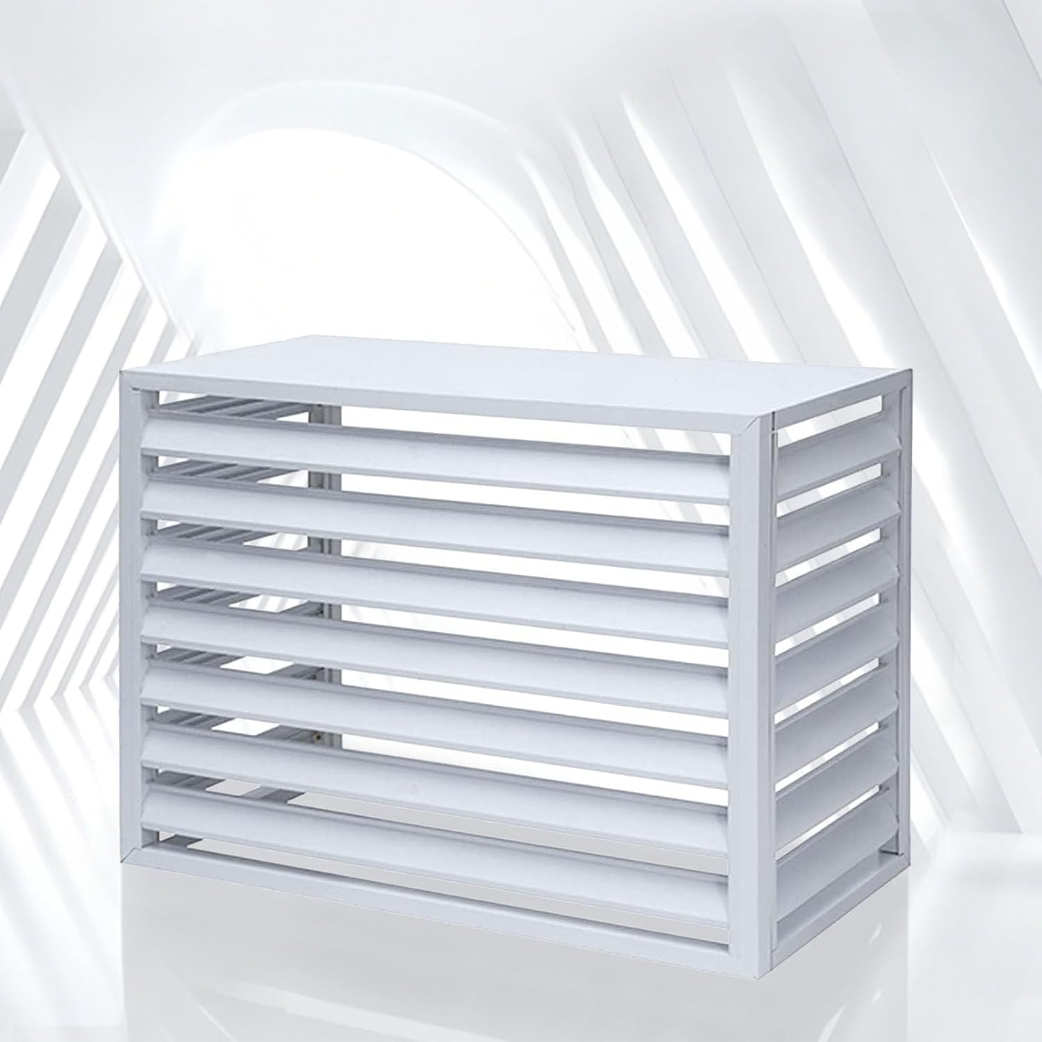 Air Conditioner Fence, Air Conditioner Fence Screen for Outdoor Units, All Weather Anti Theft, Dog Proof, for Privacy, Noise Reduction(White,110cm)