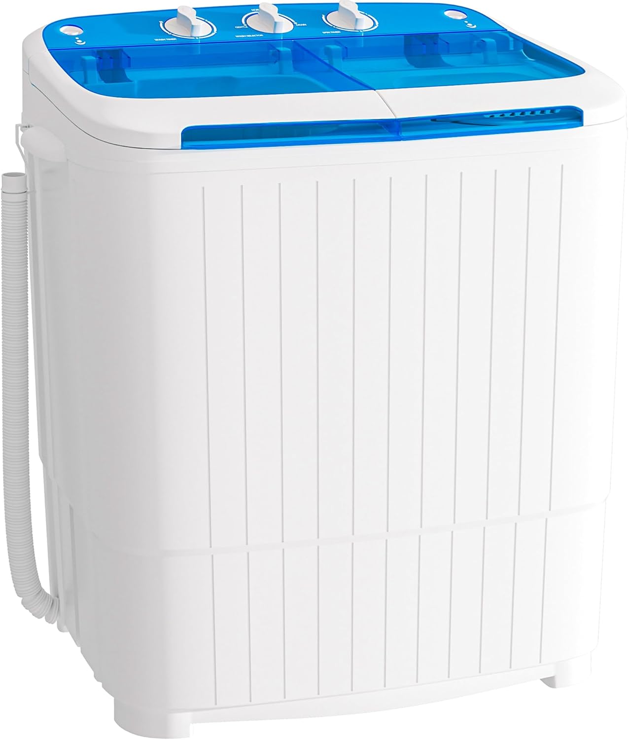 Greenvelly Portable Washing Machine, 16 Lbs Compact Mini Washer and Dryer Combo, Semi-automatic Twin Tub Laundry Washer with Drain Pump for Dorms, Apartments, RVs (Blue)