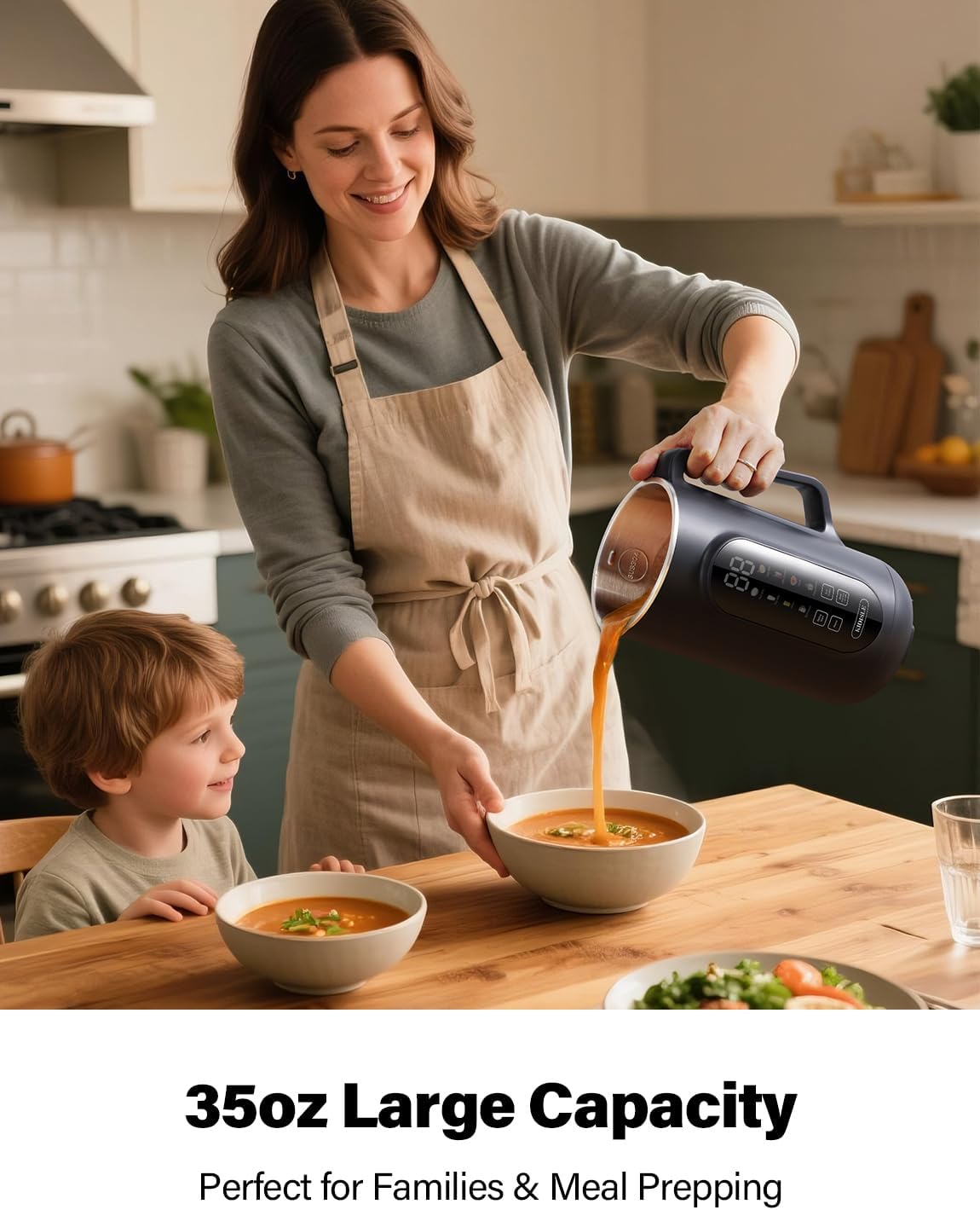 8-in-1 Nut Milk Maker Machine, 35oz Plant-Based Milk & Soup Machine with 12H Delay Start, Self-Clean, Keep Warm – Soy, Oat, Almond & More, Black