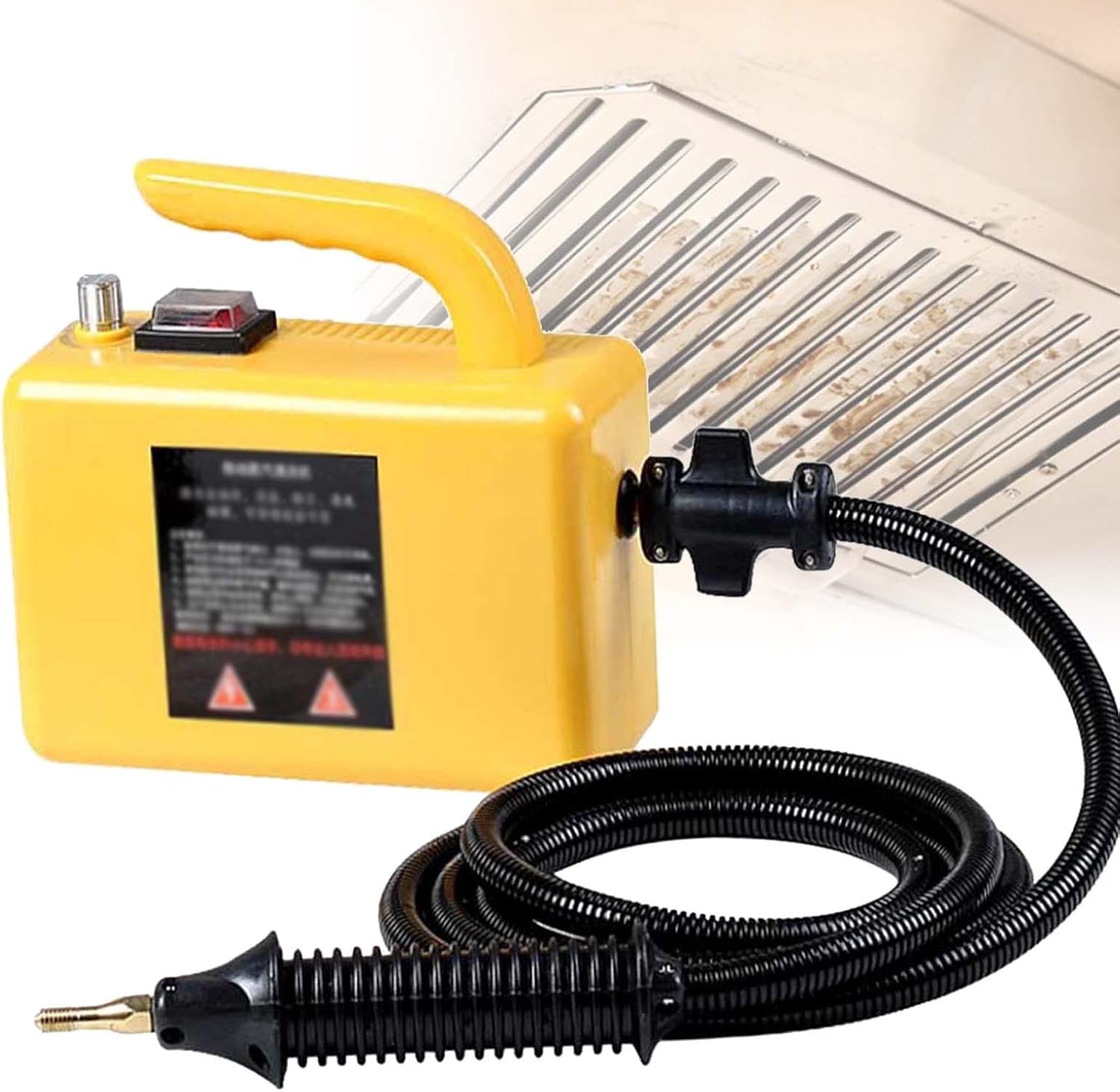 Portable Steam Cleaner,2600 Watt Handheld High Temperature Portable Cleaner,Tankless and Heavy Duty Home Grout Tile Car Detail Kitchen Bathroom (Black,Yellow),Yellow-220V