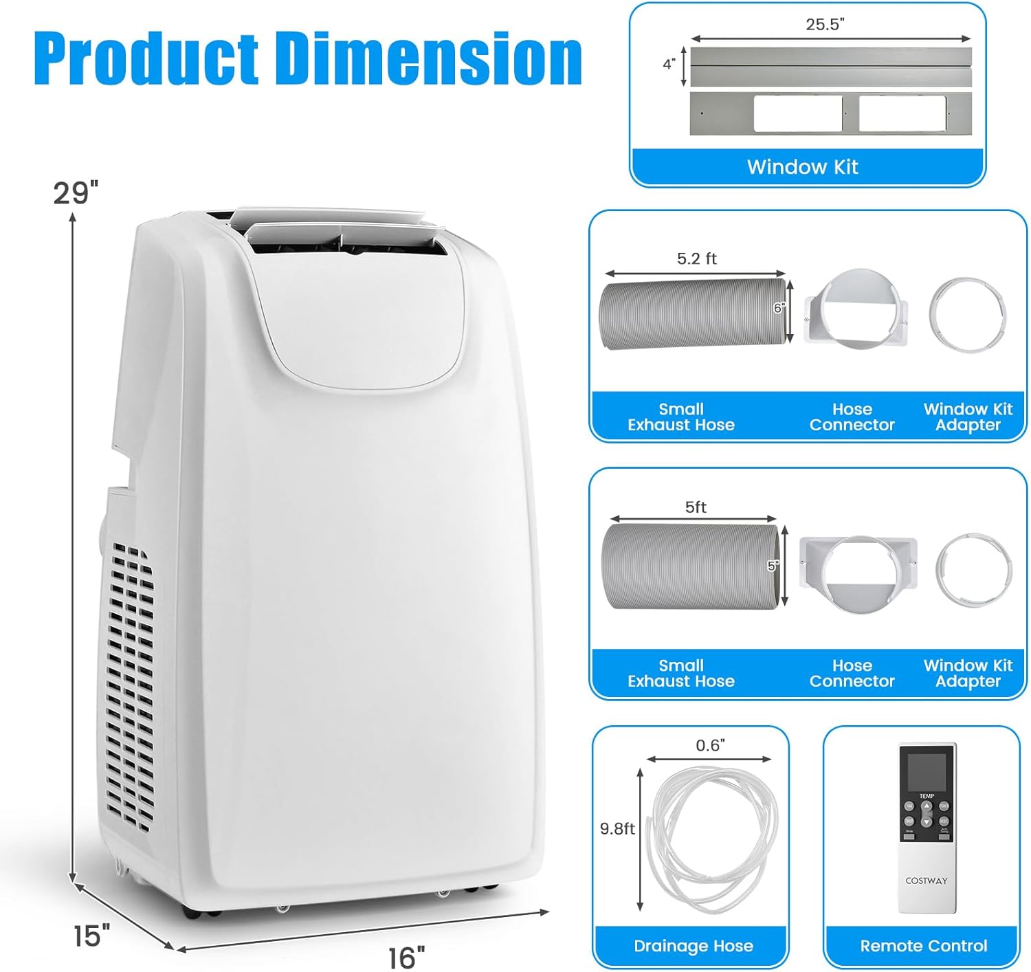 ARLIME Portable Air Conditioner, 12000 BTU AC Unit w/Dual Hose & Remote Control, 3-in-1 Powerful Cooling w/Dehumidifier, Sleep Mode, 24H Timer & Window Installation Kit for Rooms up to 400 Sq.Ft.