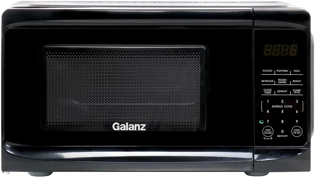 0.7 Cu Ft 700W Countertop Microwave Oven in White – Compact Microwave with 10 Power Levels, LED Display, Express Cooking, Kitchen Timer & Child Lock (Black)