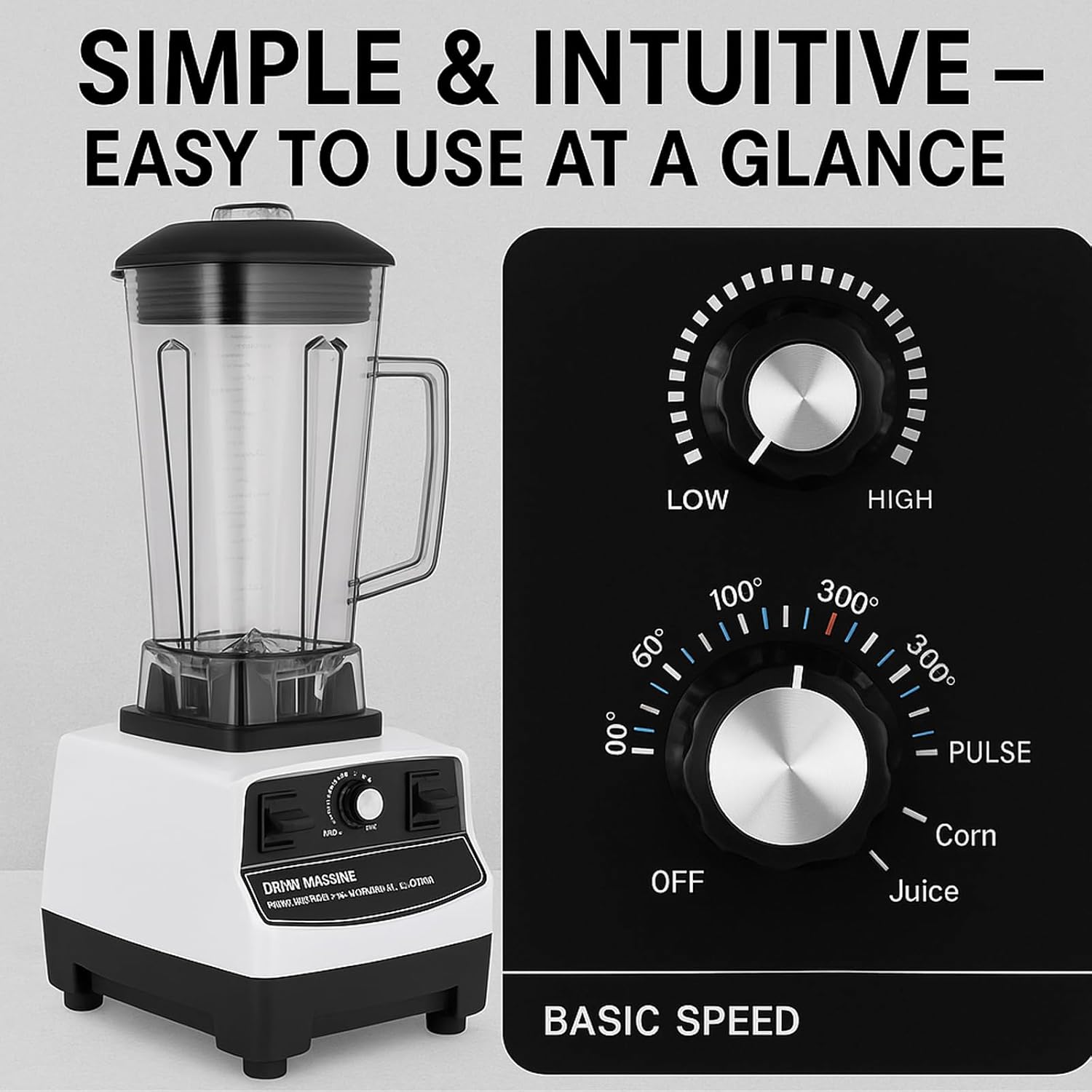 Professional Blender, 1600W Commercial Smoothie Maker for Kitchen, 2L Countertop Blender for Crushing Ice, Frozen Fruit, Soup, Juice, Milkshakes, Adjustable Speed