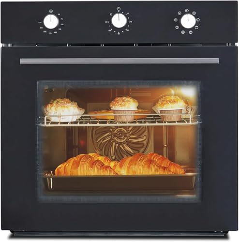 24 Inch Single Wall Oven, 2.5 Cu.ft Built-in Electric Wall Oven with 8 Cooking Functions in Stainless Steel, Mechanical Knob Control