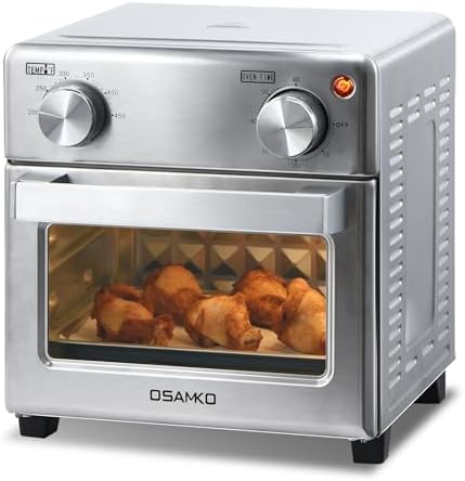 8.5QT 5-in-1 Toaster Oven Air Fryer Combo, Stainless Steel, Fast Preheat, Ideal for Small Spaces, Travel & Family, Healthy Cooking Included