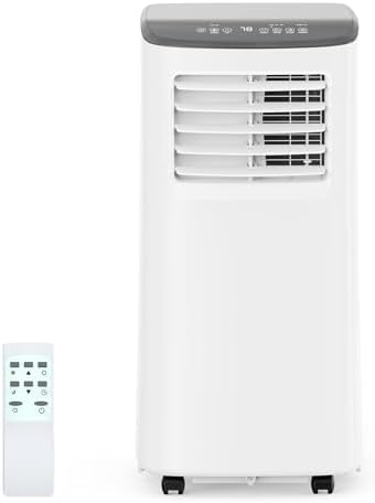 8,000 BTUs Portable Air Conditioner, 3-In-1 Room Air Conditioner with Fan & Dehumidifier Modes, Cools for 350 Sq.Ft, Remote Control & 24H Timer, Standing AC Conditioning for Bedroom, Office and Home