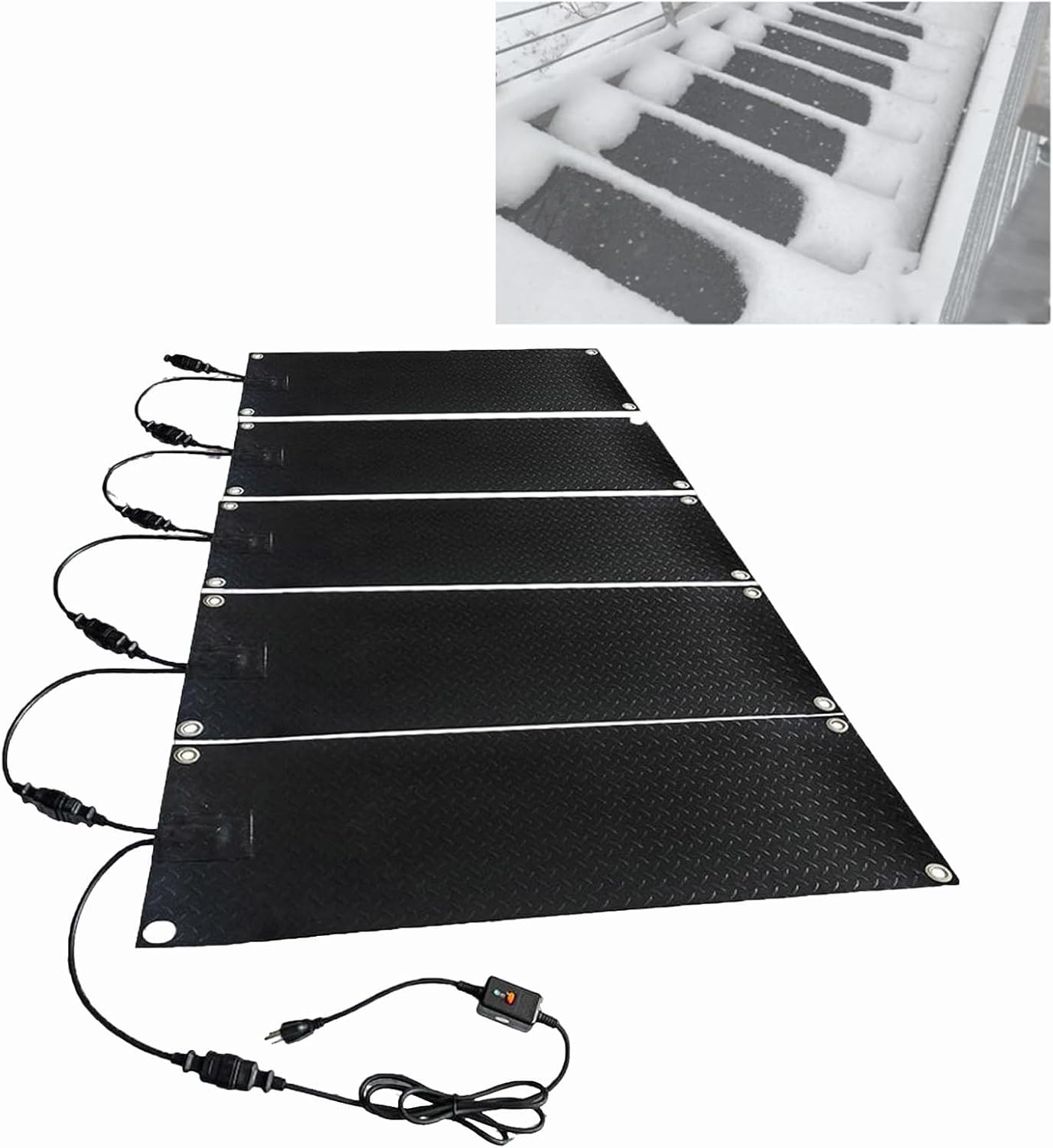 Heated Snow Melting Mats for Stairs,Heated Snow Melting Mats Driveway,with Power Cord & Graphene Heating,1/2/3/4/5PCS,for Winter Outdoor Stair, Sidewalks, Garages