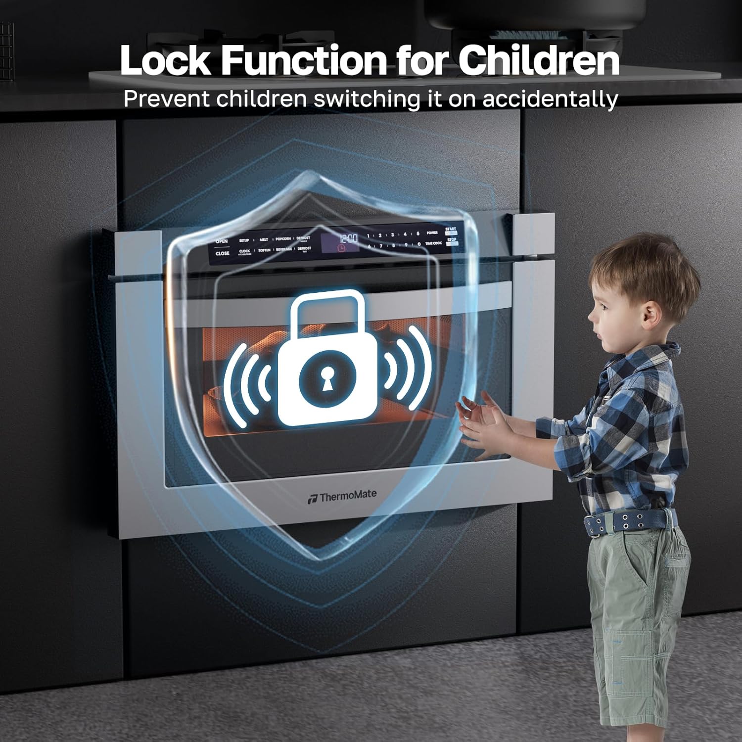 24 Inch Built-in Microwave Drawer, ThermoMate 1.2 Cu. Ft. Microwave Drawer with Automatic Presets, 1000 Watts with 11 Power Levels, Touch Controls, Sensor Cooking, Defrosting Rack, Stainless Steel