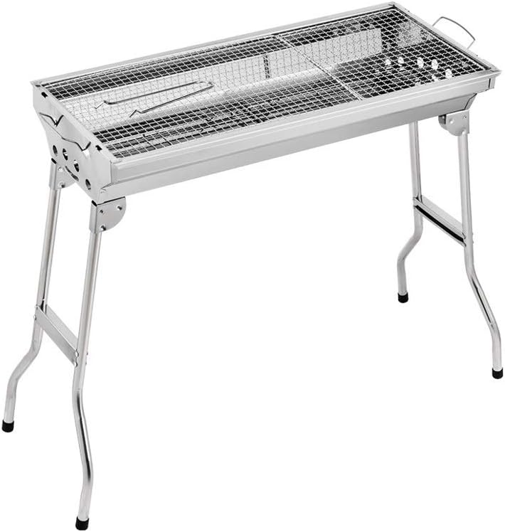 BBQ Grill Outdoor Outdoor Stainless Steel Charcoal Grill Barbecue Tool Portable Free Installation Handle Folding BBQ Cooking Grid for Park