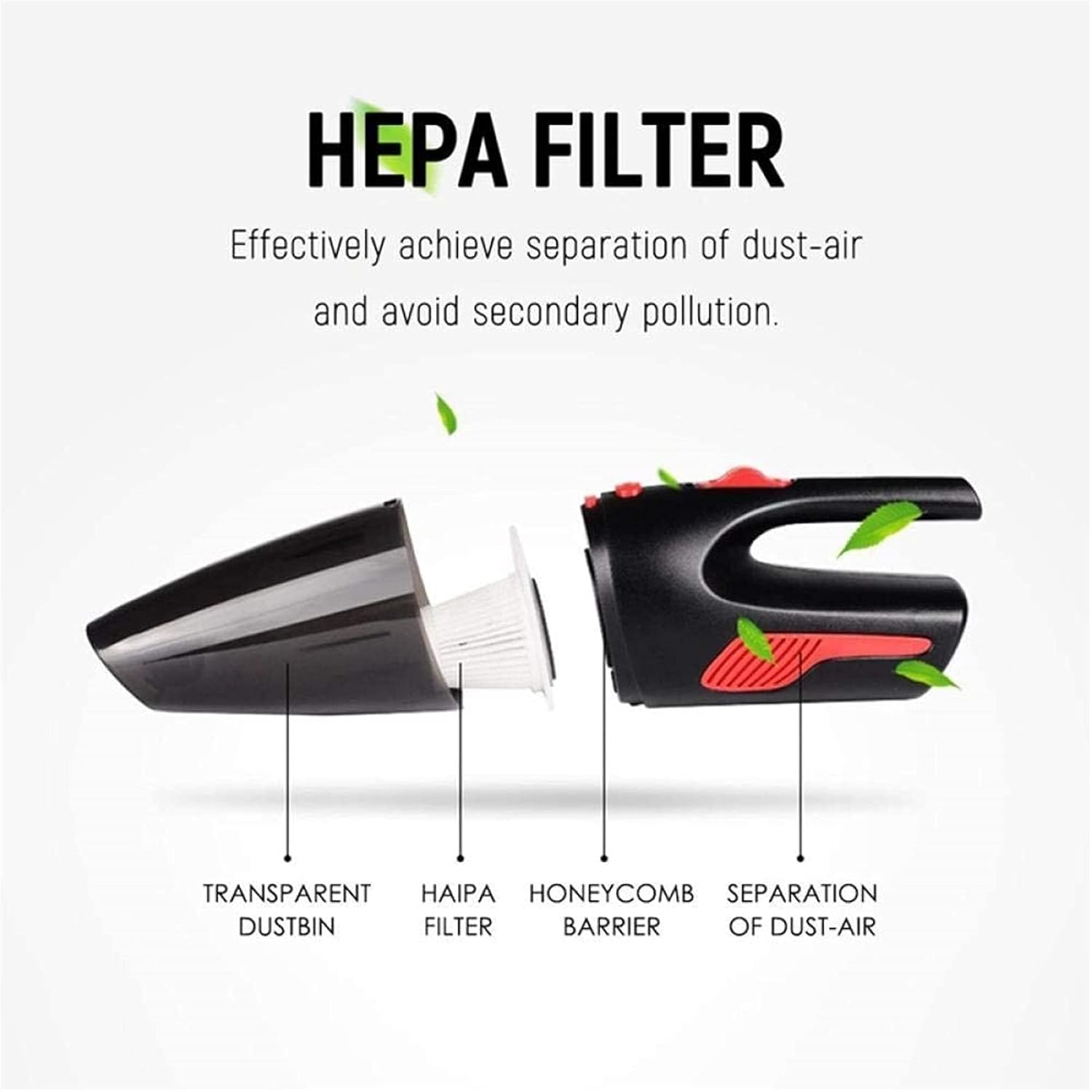 Handheld Vacuum, 5000PA with Powerful Cyclonic Suction, Lightweight Portable Hand Vacuum Cleaner Powered for Home and Car Cleaning