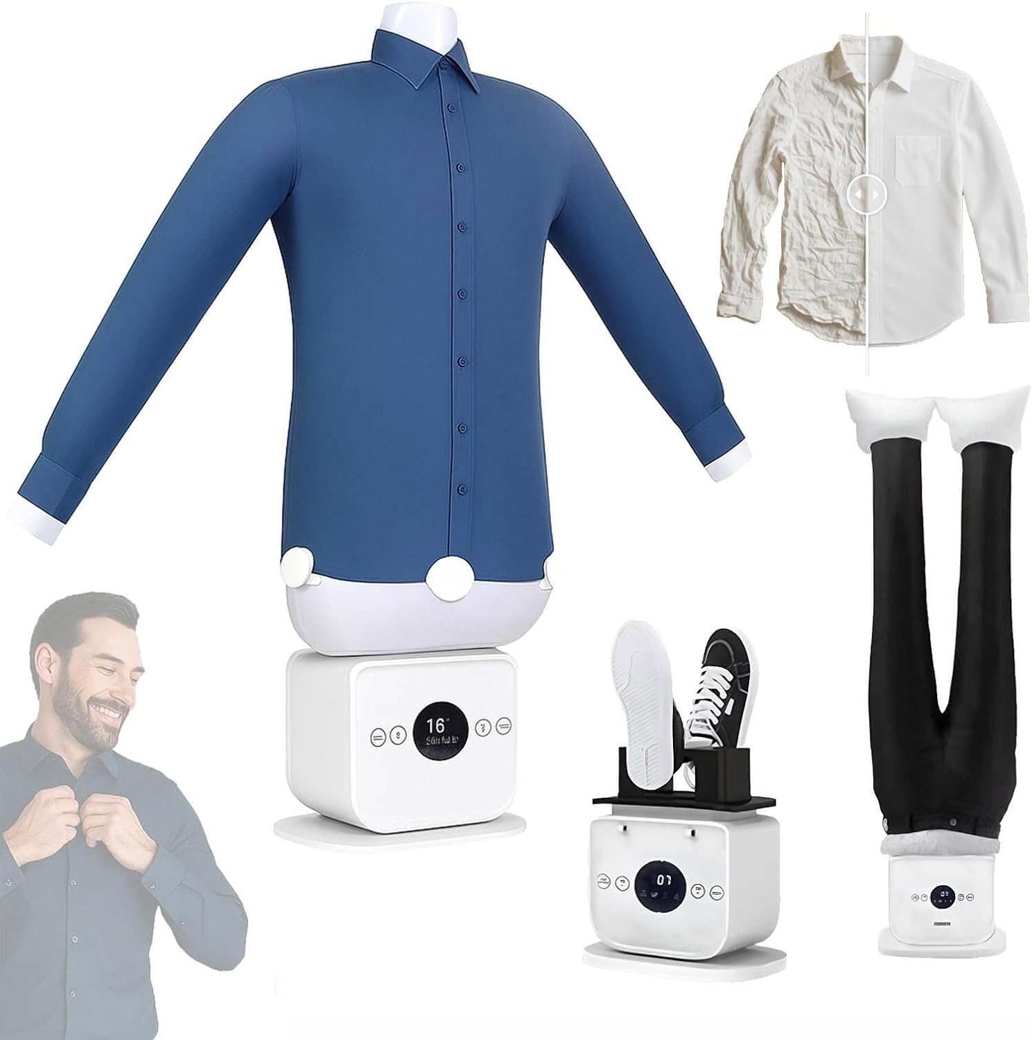 2026 New Hands Free Automatic Ironing Machine, 360° without Blind Spots Drying/, Time & Temperature Adjustable, 8 Minutes Quick Ironed Dry