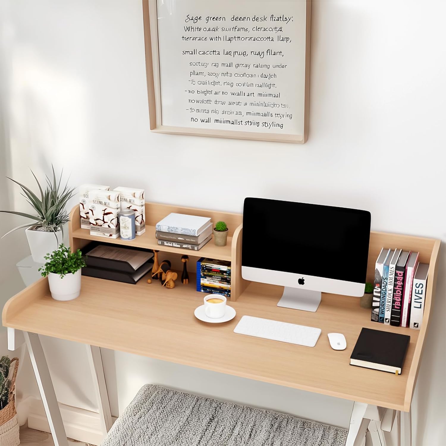 Kaboon Washer Dryer Countertop 2 Tier 58 inches wide, Laundry Shelf Topper with Edge, 58