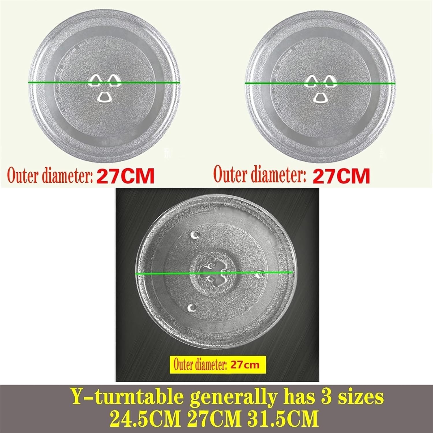 Turntable Microwave Turntable Frosted Pattern Glass Plate 11in with 3 Fixers Microwave Oven Roller Ring Glass Tray Support The Thickness of The Glass is 0.5cm Runs Smoothly