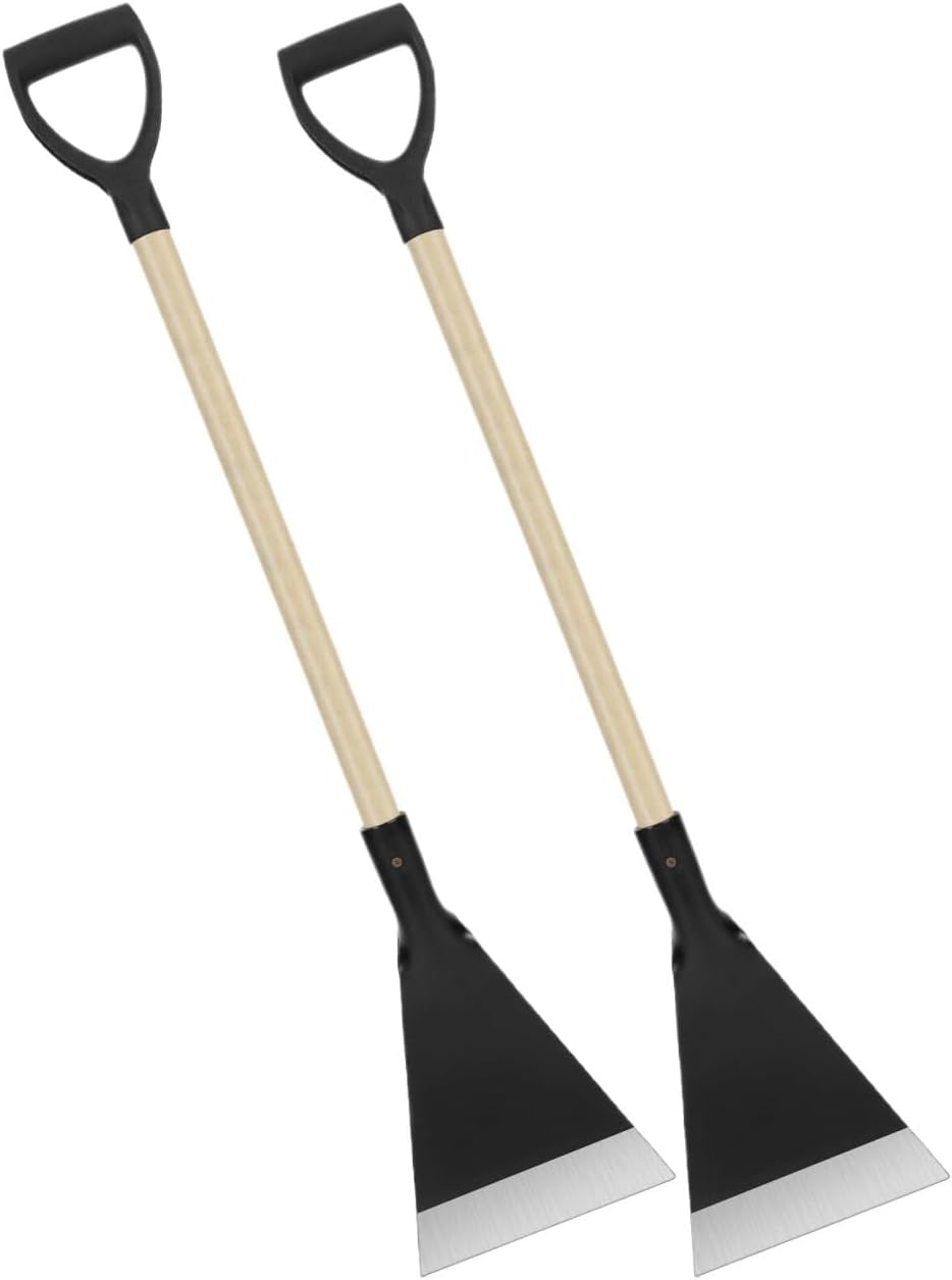 42”Stainless Steel Ice Shovels (2-Pack) with Wooden Handles, for Driveway, Sidewalk, and Road Snow Removal(2)