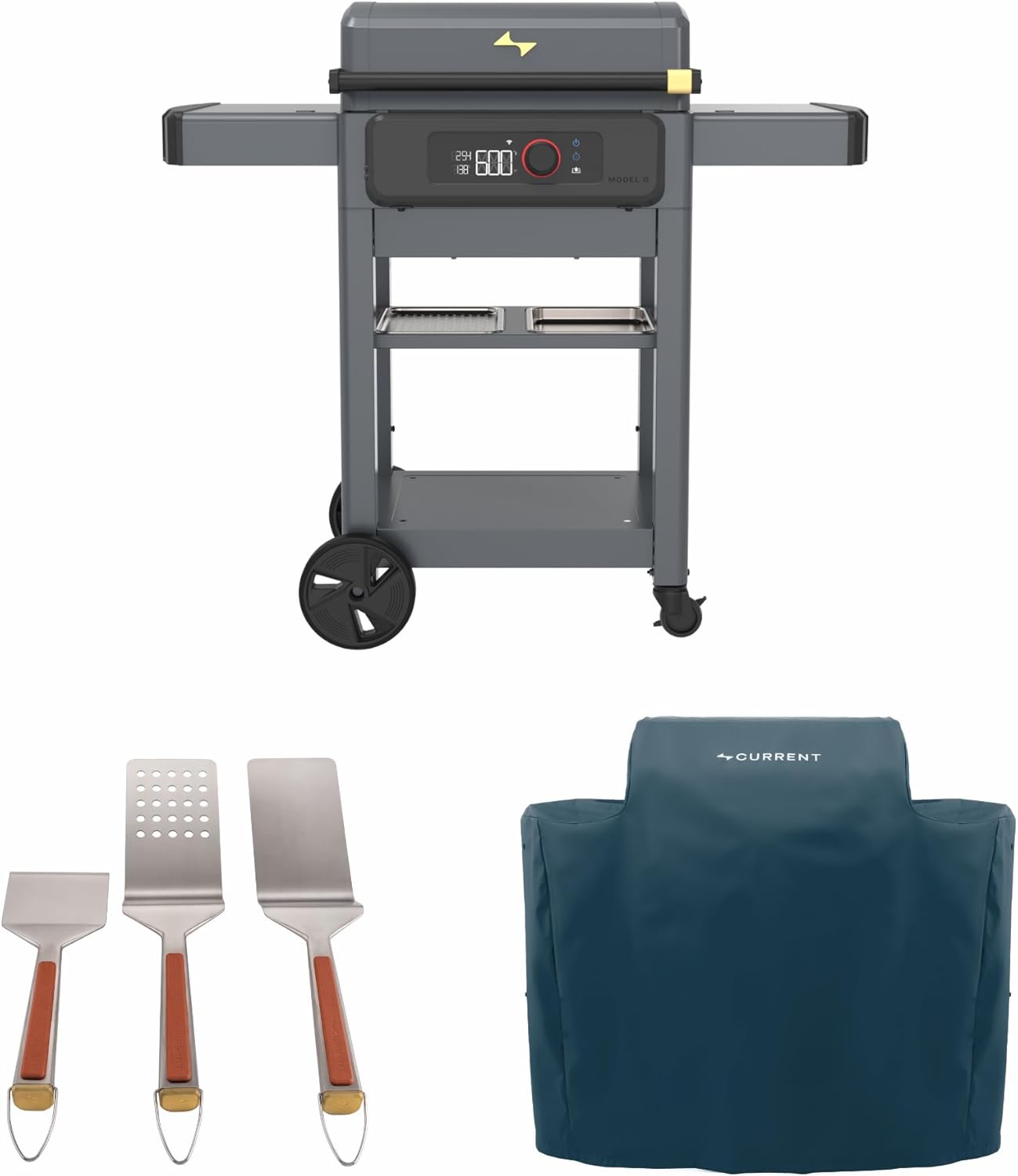 Current® Model G Smart Electric Outdoor Griddle Essentials Bundle, Flat Top BBQ Grill with Griddle Tool Set & SoftFlex Cover Ocean