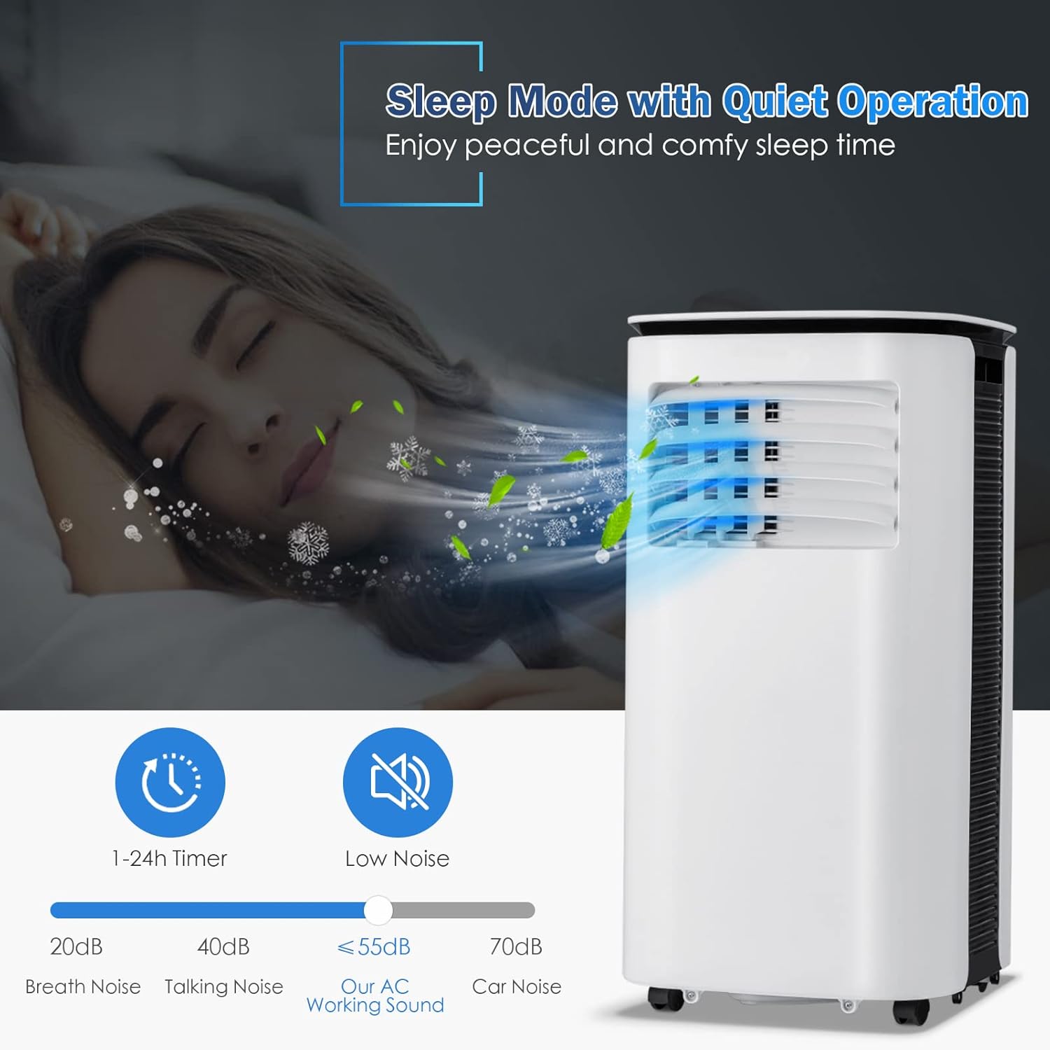 PETSITE Portable Air Conditioner 9000 BTU, 3 in 1 AC Cooling Unit with Air Cooler, Fan & Dehumidifier, LED Display & Remote Control, Cools up to 350 sq.ft