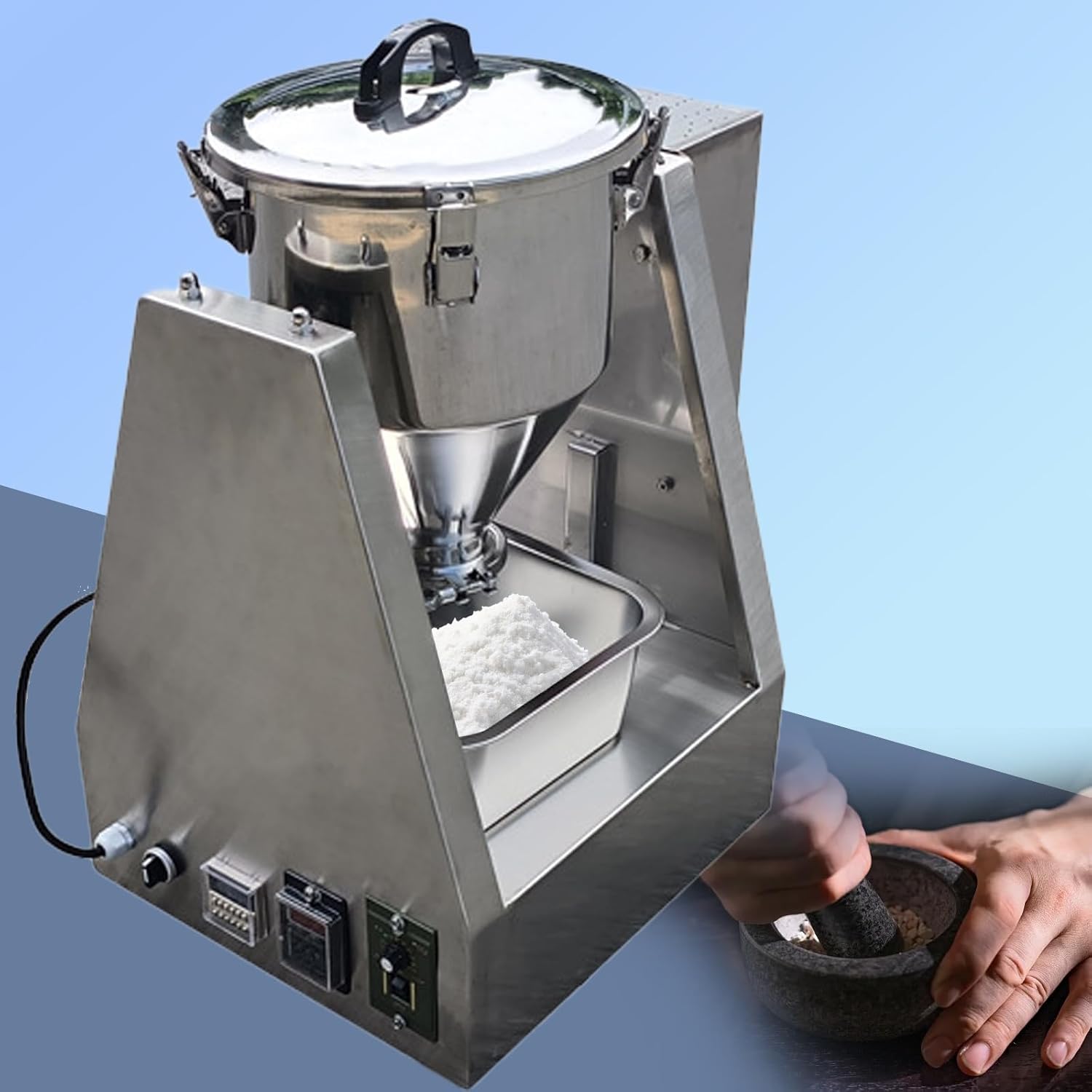 304 Stainless Steel Dry Powder Granule Mixer - Electric Laboratory Mixer For Feed Pellets, Fertilizers - Small Drum Blender With Particle Mixing Function, Speed Adjustable 10L