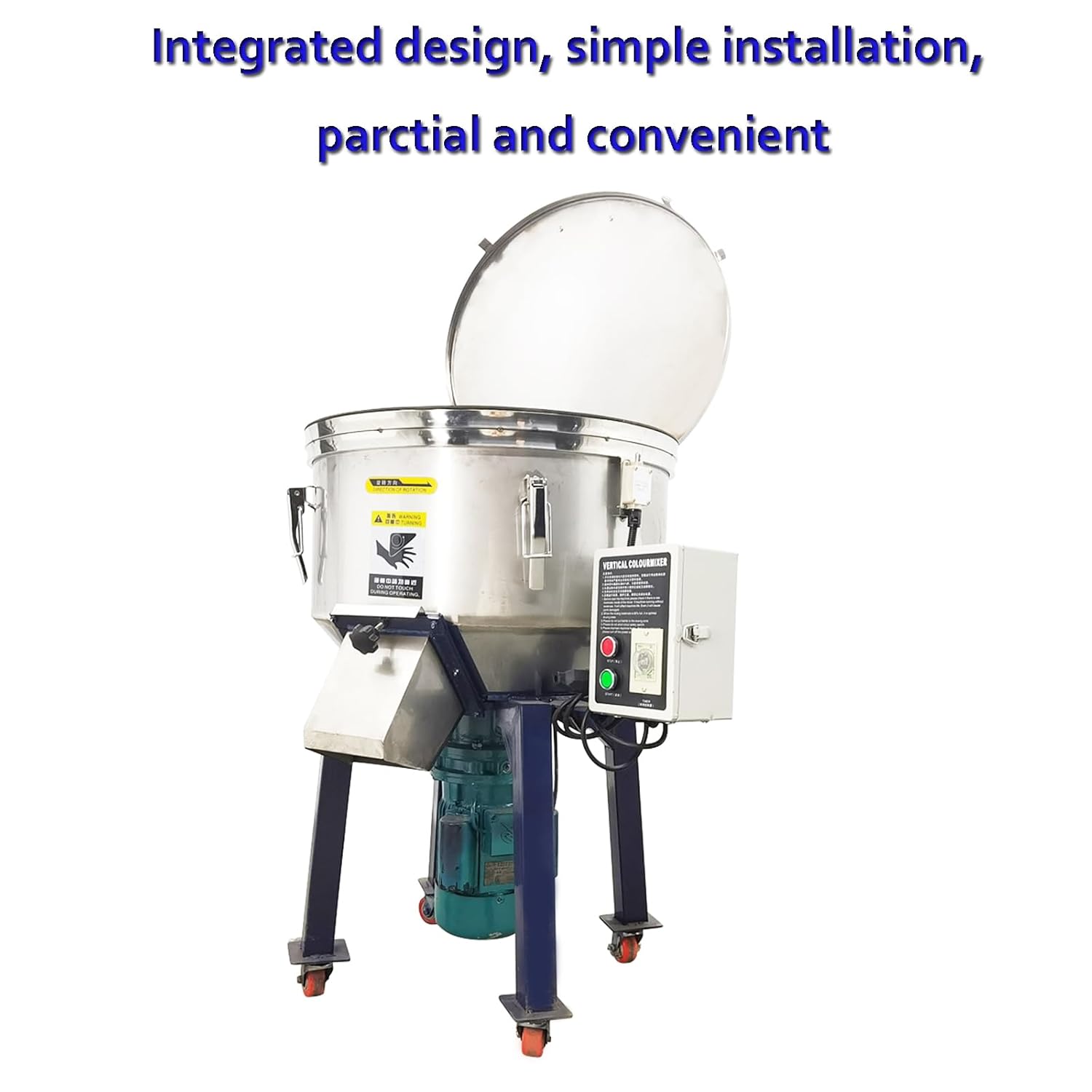 INTSUPERMAI Dry Power Mixer Plastic Granules Mixing Machine Vertical Blender PP/PVC Pellets Mixer 110LB Tank Capacity,1500W