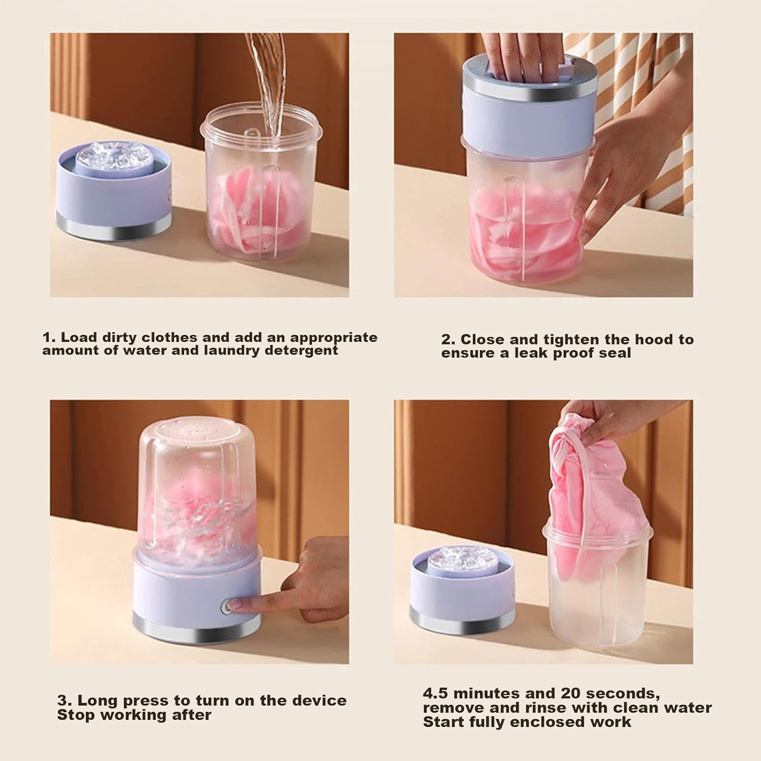 Compact Washer | Cordless Rechargeable Small Washer | Portable Laundry Solution For Apartments, Dorms, Camping, RV Travel, Electric Washing Machine For Quick And Efficient Cleaning The Go