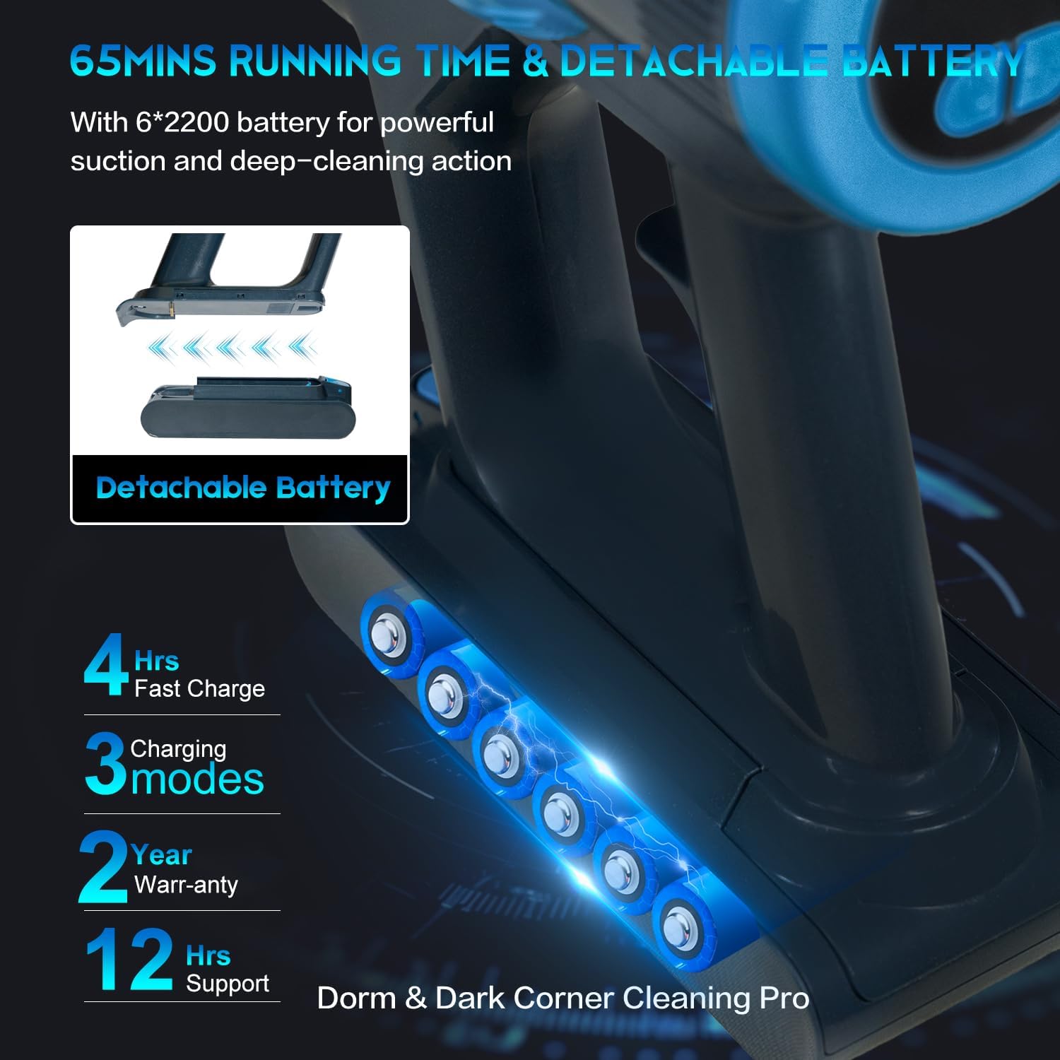 Cordless Vacuum Cleaner, Max 400W 48kPa 65min Cordless Stick Vacuum Cleaner With Green Light, Self-Standing, Anti Tangle, Wireless Rechargeable Vacuum Cleaners For Home/Hardwood Floor/Pet Hair/Carpet