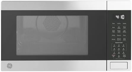 GE GCST10A1WSS 1.0 Cu Ft Convection Microwave Oven, 1050W Countertop Air Fry Microwave with Broil & Crisper Pan, Compact Stainless Steel Design