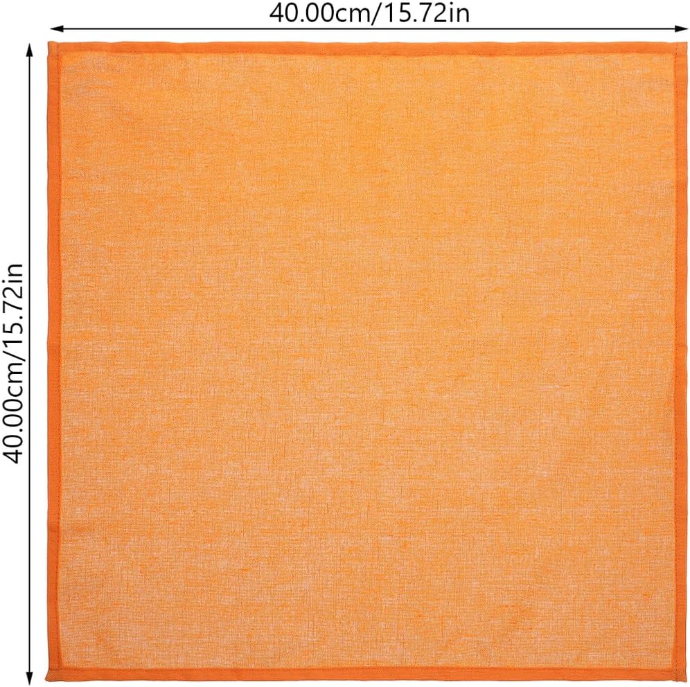 Insulated Table Mat and Dining Napkin Set, 2pcs Orange Cotton-Linen Blend, Wear-Resistant Decorative Placemat for Kitchen and Restaurant Use