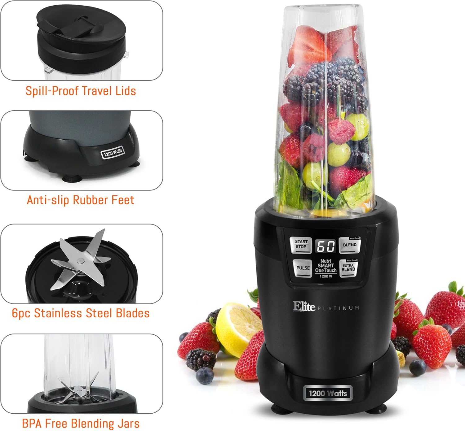 Elite Platinum EPB-5455 Nutri-Blender, Black