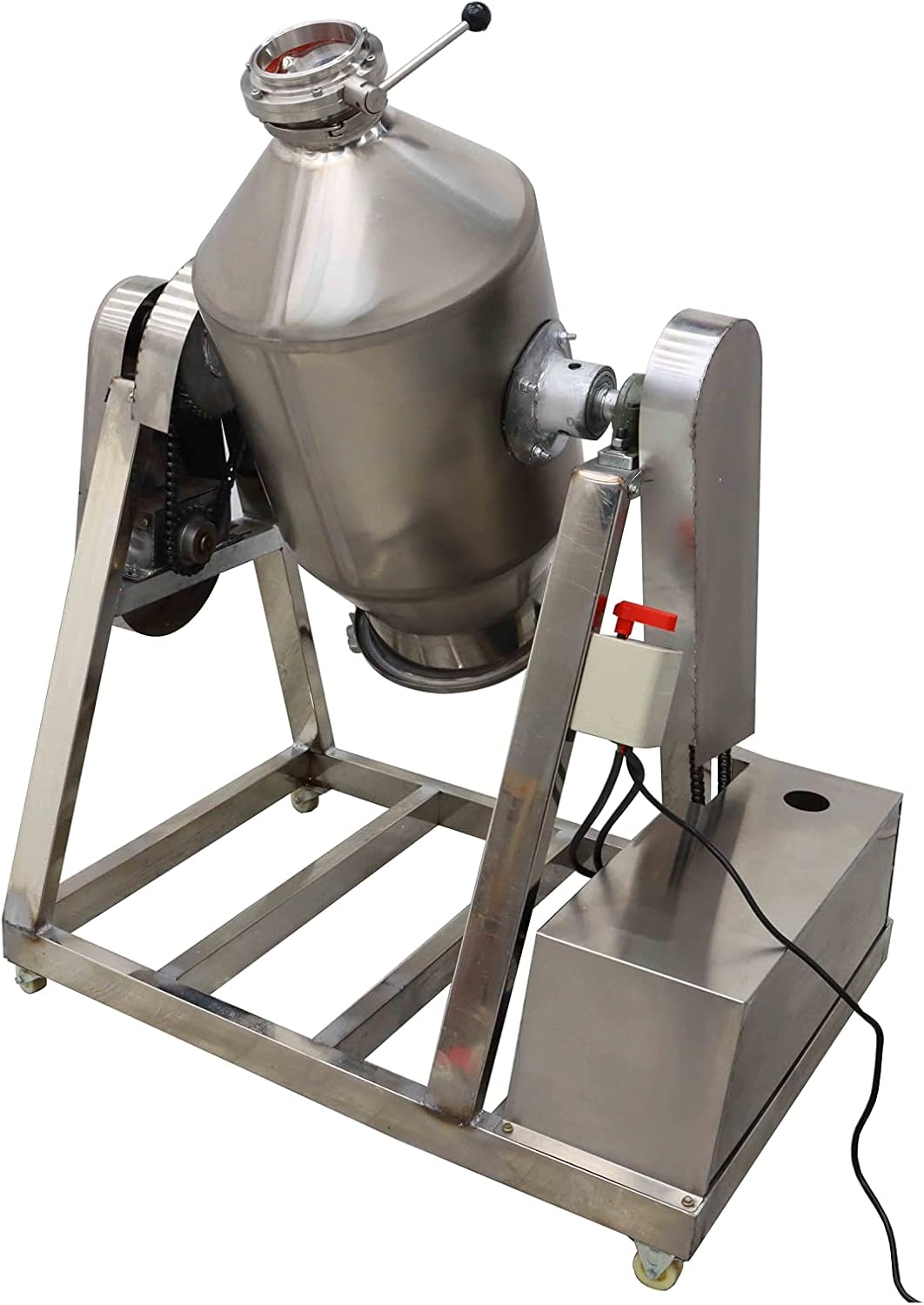 INTSUPERMAI Dry Powder Mixer Mixing Machine Stainless Steel Drum Blender Mixing Machine Particle Blender Powder Mixer Metal Metallurgy Powder Food Material Abrasive Blender 110V 60L